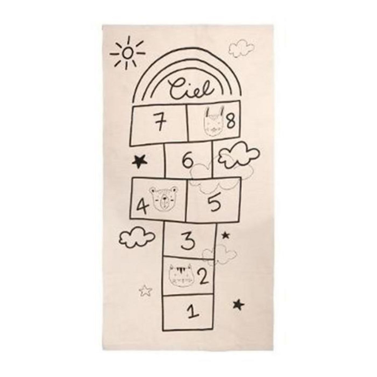 Atmosphera Kids Tapis Déco Enfant  Marelle  80x150cm Naturel