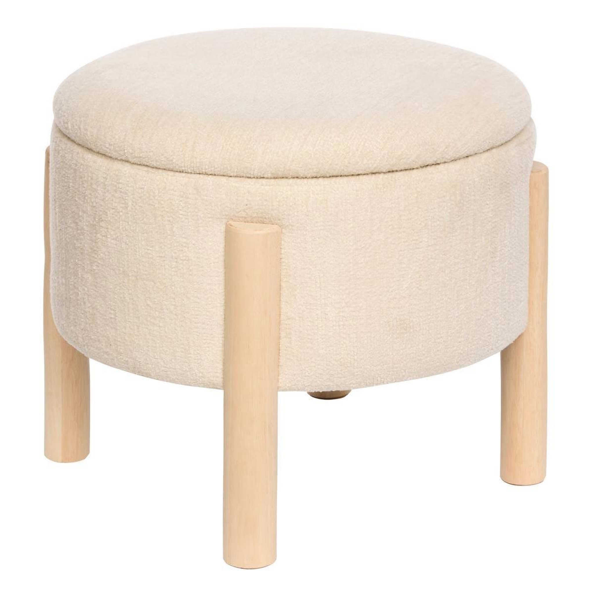 ATMOSPHERA Pouf coffre chenille  elki  45cm blanc