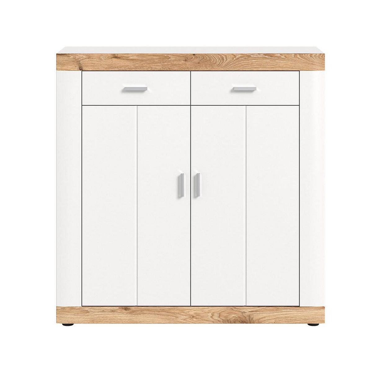BEST MOBILIER Coventry - buffet haut - blanc et effet bois - 101x104 cm