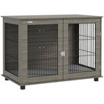PAWHUT Cage pour chien intérieure dim. 100L x 60l x 73,5H cm - porte verrouillable, coussin déhoussable - acier noir aspect bois gris