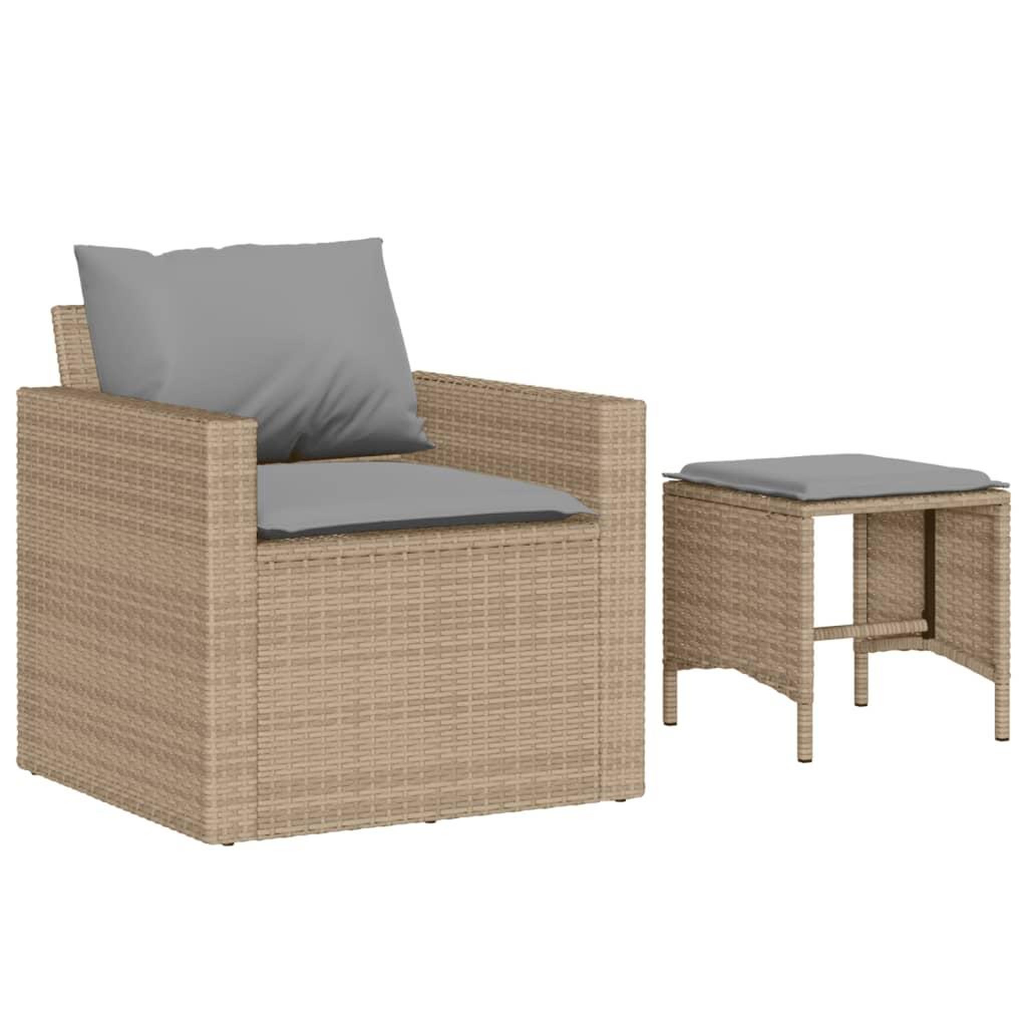 Voir la diapositive 3 : VIDAXL Salon de jardin avec coussins 4 pcs beige resine tressee
