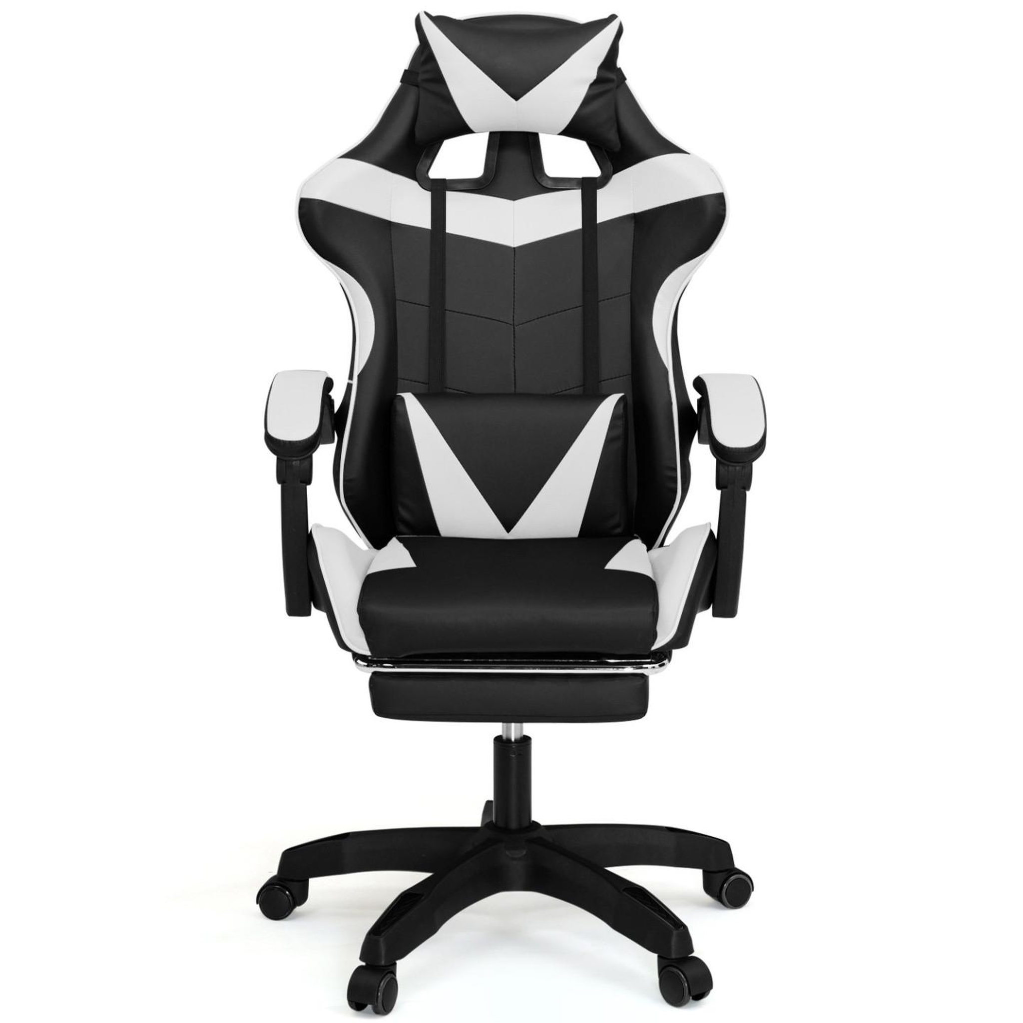Voir la diapositive 5 : ID MARKET Fauteuil de gaming alex réglable avec repose-pied, coussin de tête et coussin lombaire noir et blanc