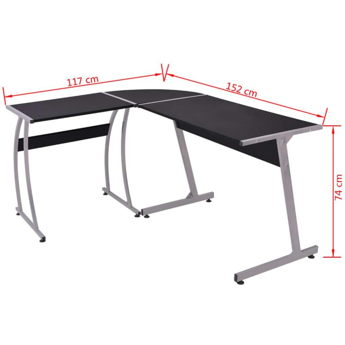 VIDAXL Bureau d'angle en forme de L Noir