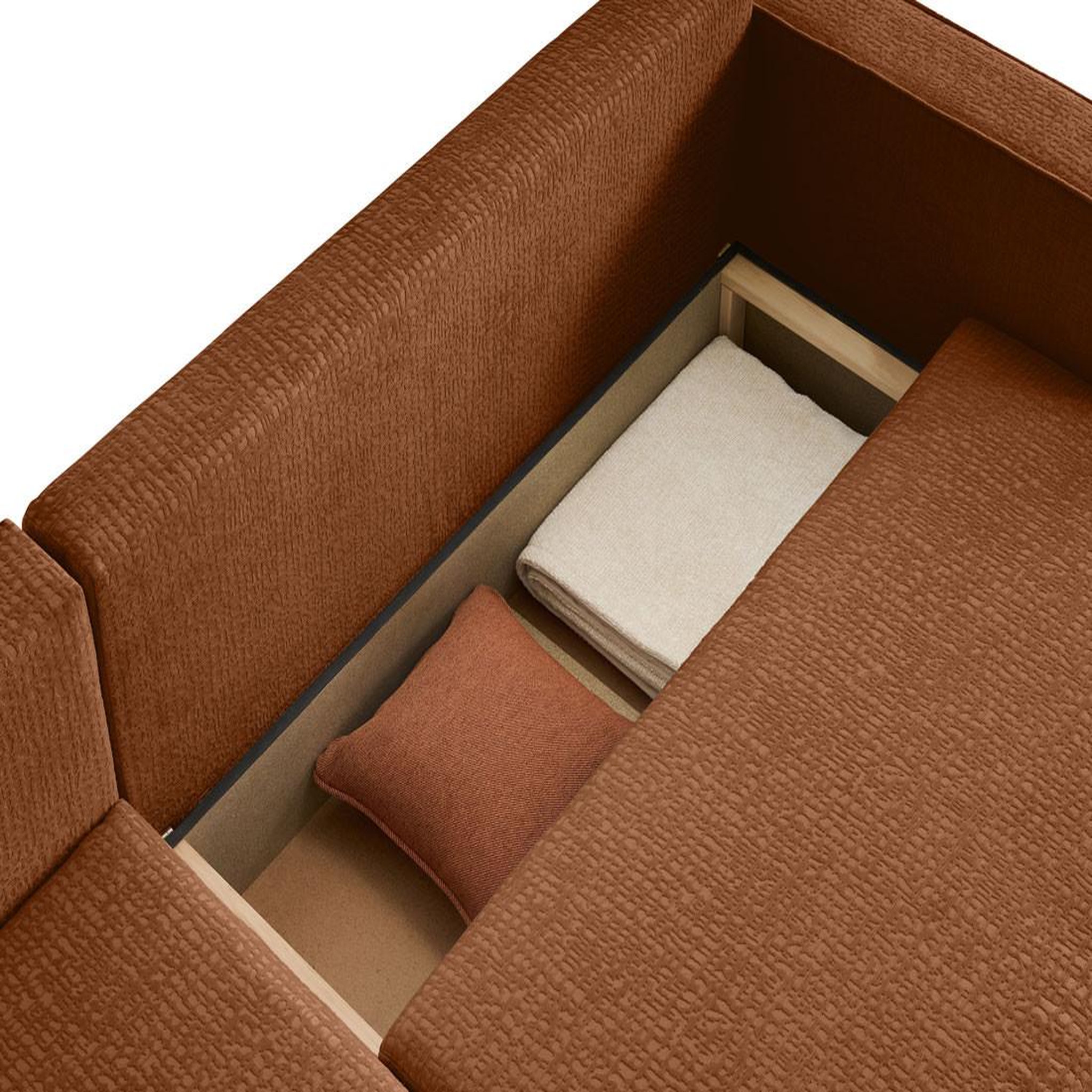 Voir la diapositive 5 : BEST MOBILIER Topaze - canapé d'angle réversible - 4 places - convertible avec coffre - en tissu velours relief