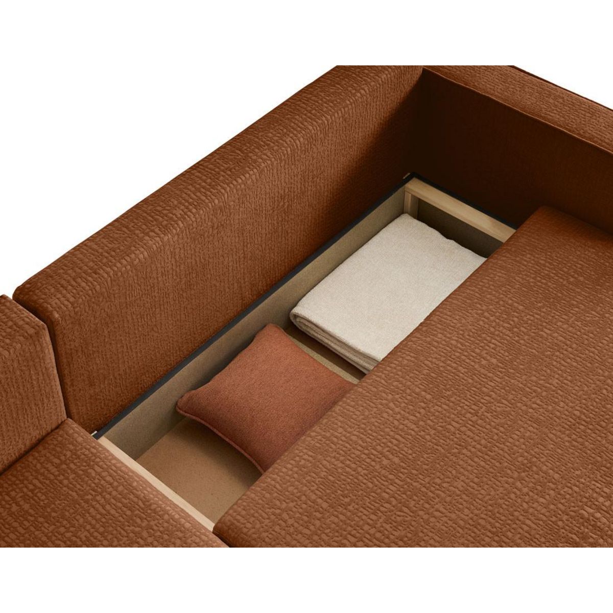 BEST MOBILIER Topaze - canapé d'angle réversible - 4 places - convertible avec coffre - en tissu velours relief