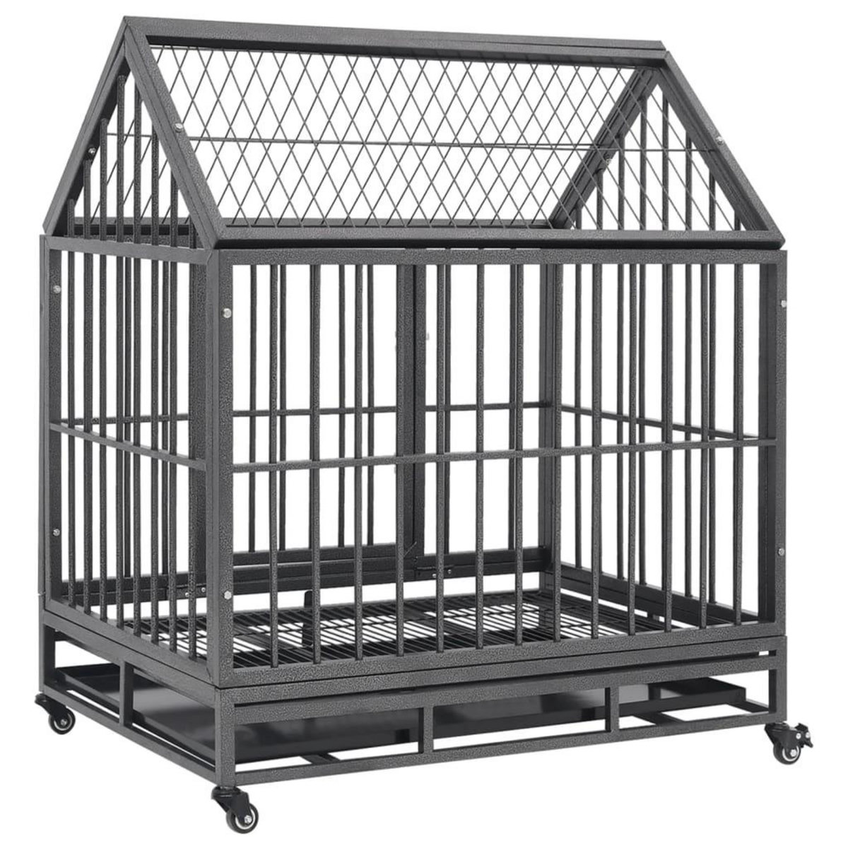 VIDAXL Cage pour chien avec roues et toit Acier 92x62x106 cm