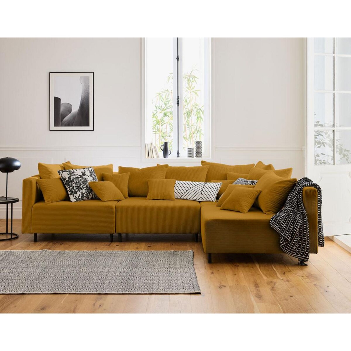 LISA DESIGN Edinburg - canapé modulable d'angle réversible 4 places - en velours côtelé