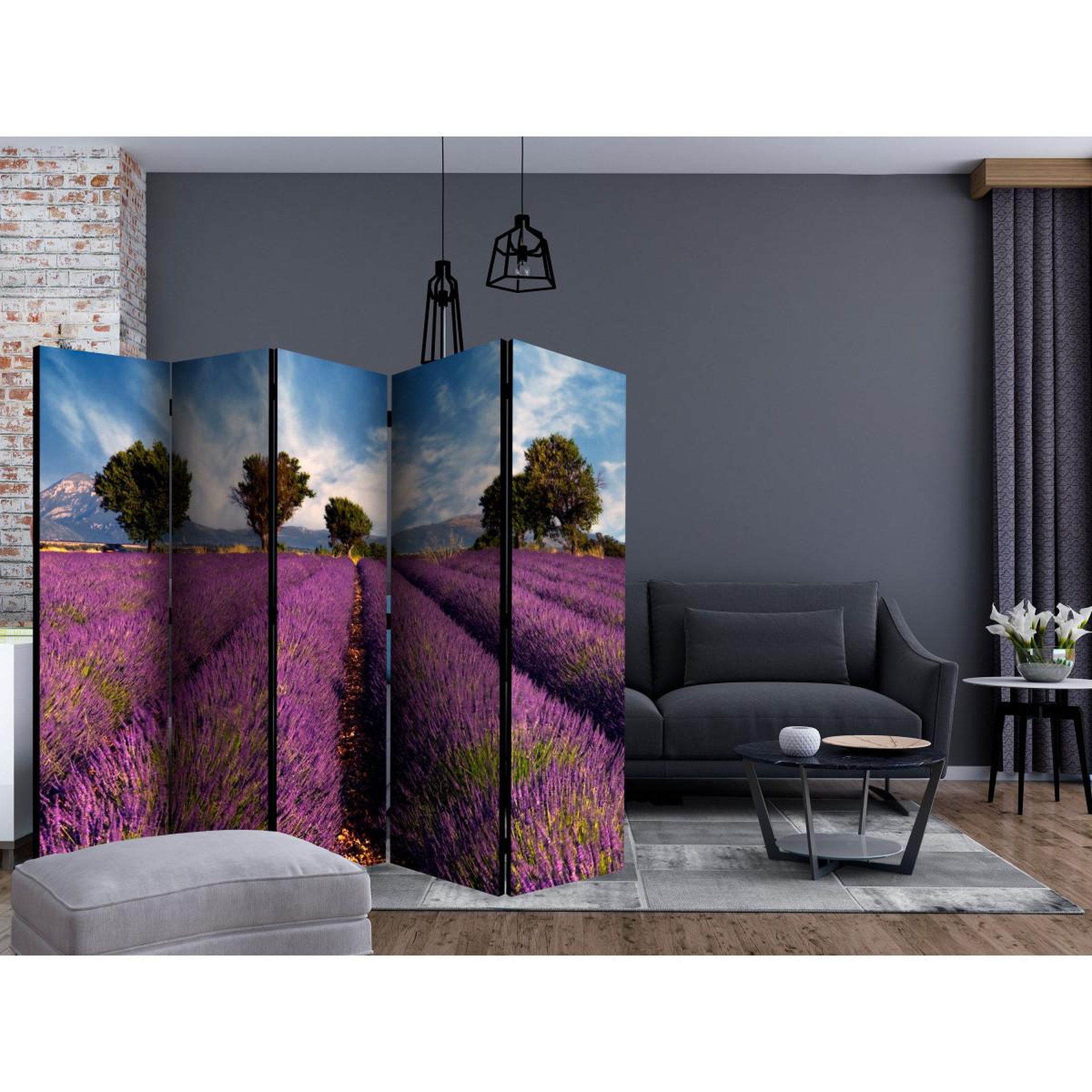Voir la diapositive 2 : Paris Prix Paravent 5 volets  lavender field in provence, france  172x225cm