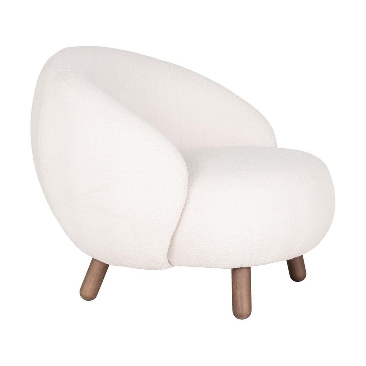 LISA DESIGN Nayeli - fauteuil avec pieds en bois d'hévéa - en tissu bouclette