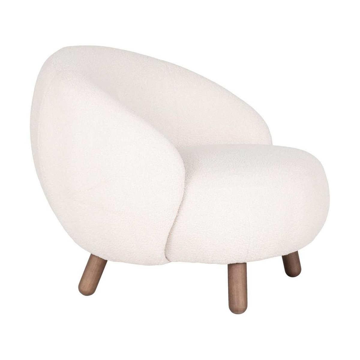 LISA DESIGN Nayeli - fauteuil avec pieds en bois d'hévéa - en tissu bouclette