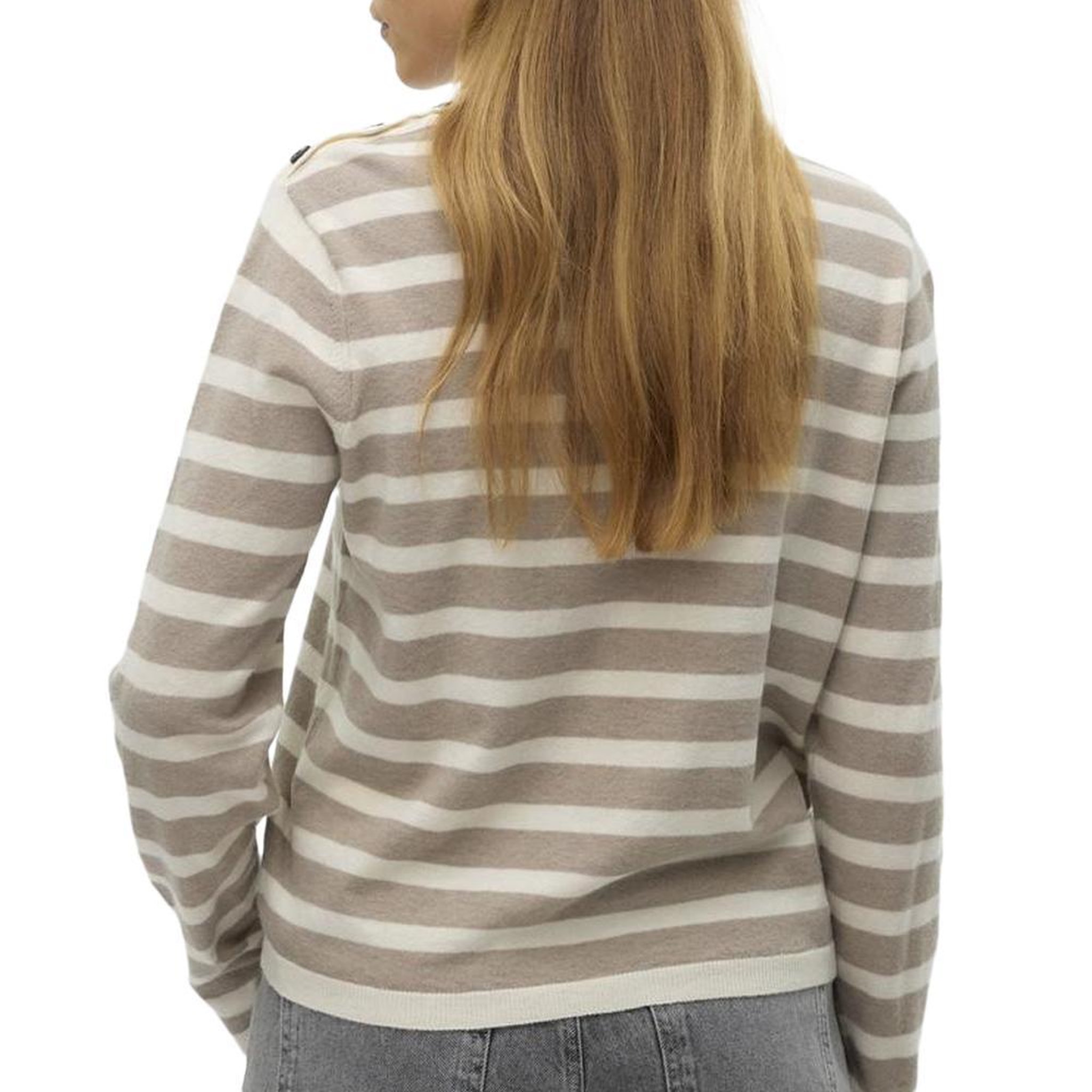 Voir la diapositive 2 : Vero Moda Pull Rayure /Écru Femme Vero  oda Fantastic Button