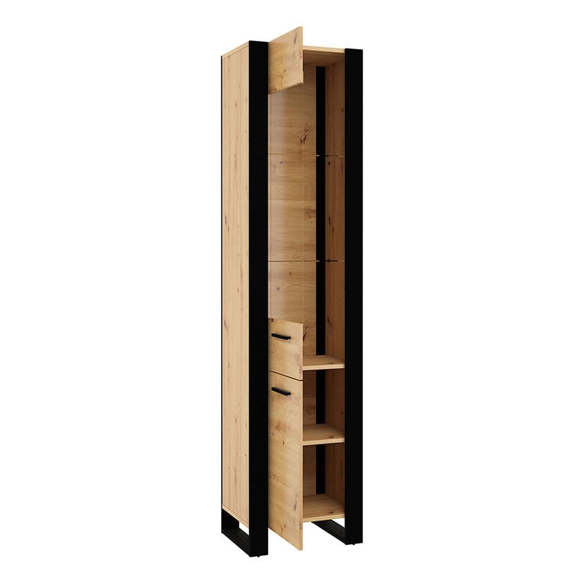 Voir la diapositive 2 : BEST MOBILIER Donnely - vitrine - effet bois et noir - 188 cm