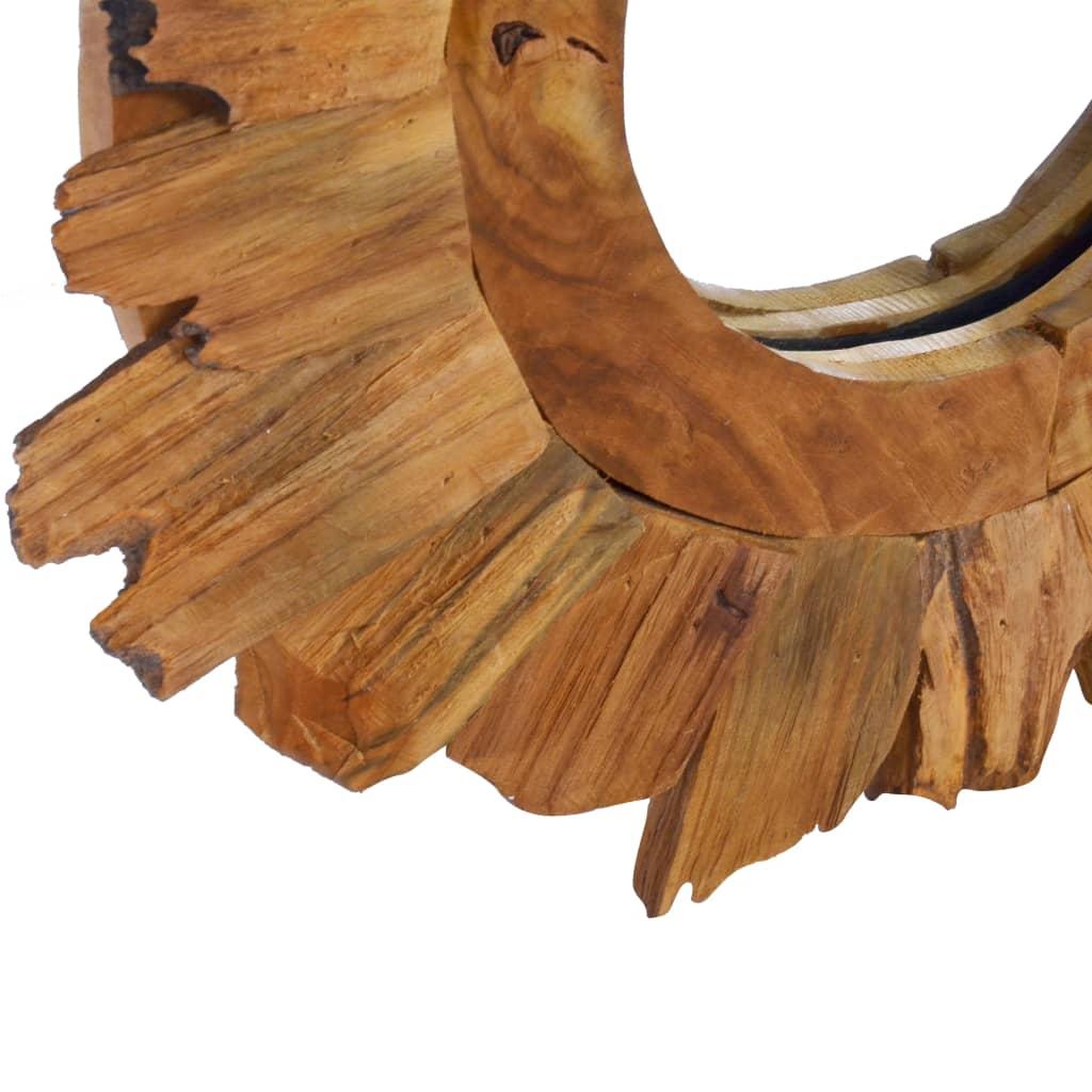 Voir la diapositive 5 : VIDAXL Miroir mural 40 cm Teck Rond