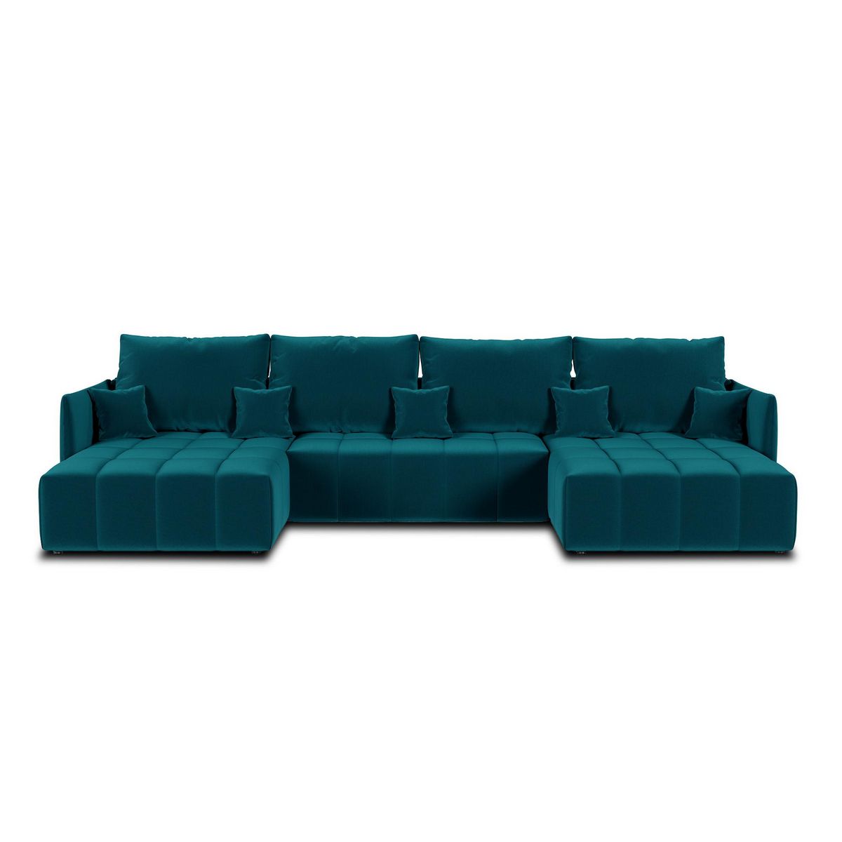 BEST MOBILIER Petra - canapé panoramique en u - 7 places - convertible - avec coffre - en velours