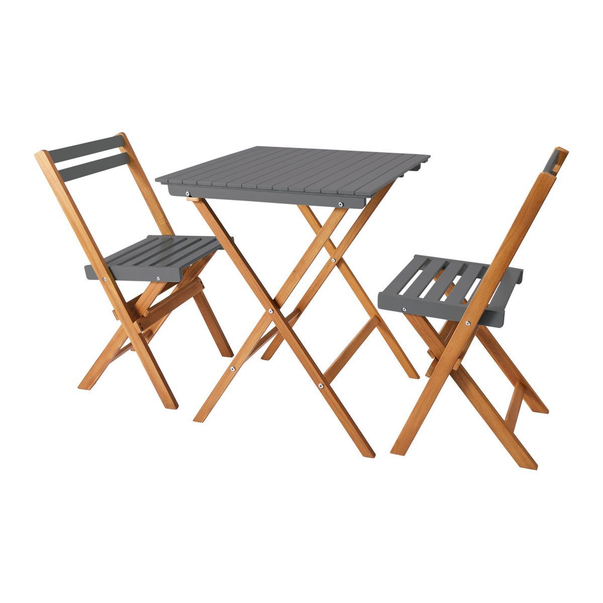 GARDENSTAR Salon de jardin - 2 places - Acacia - Bois et gris - POBOIS