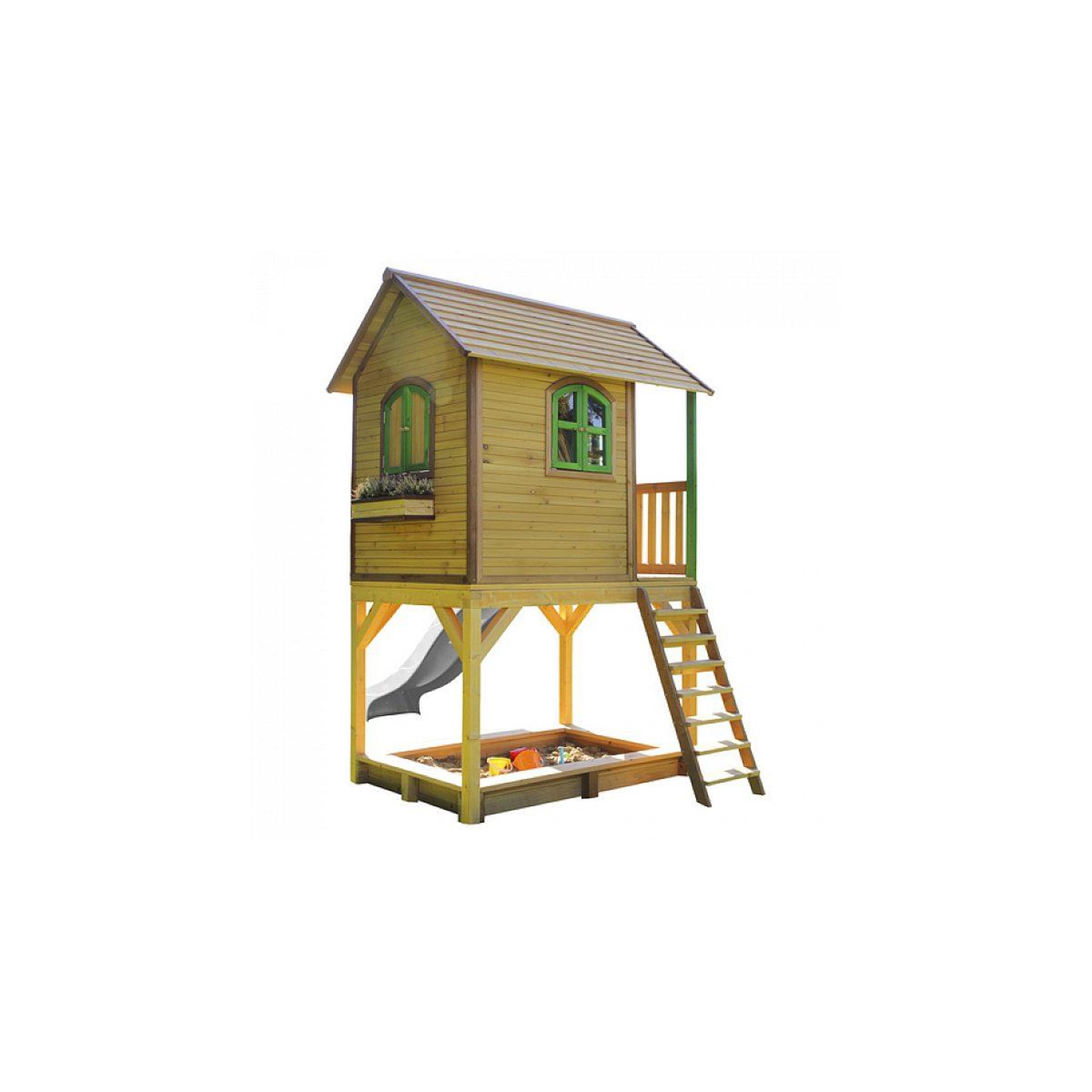 Voir la diapositive 3 : Axi House Axi classic sarah maisonnette marron vert toboggan blanc