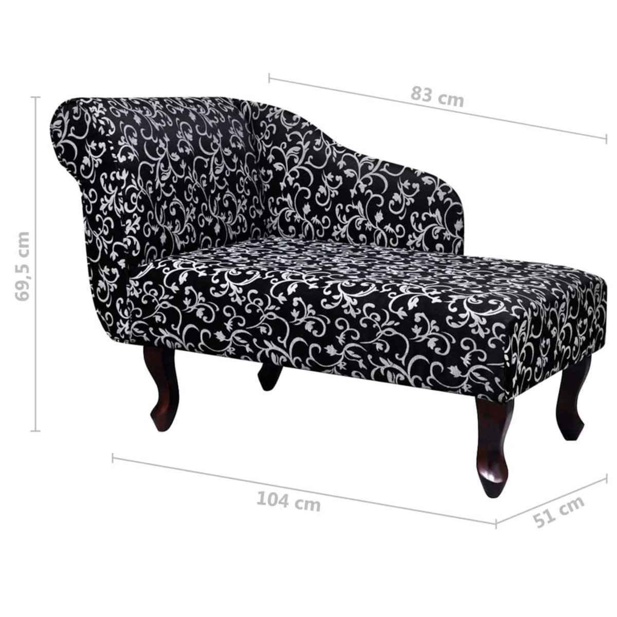 VIDAXL Chaise longue Noir et blanc Tissu
