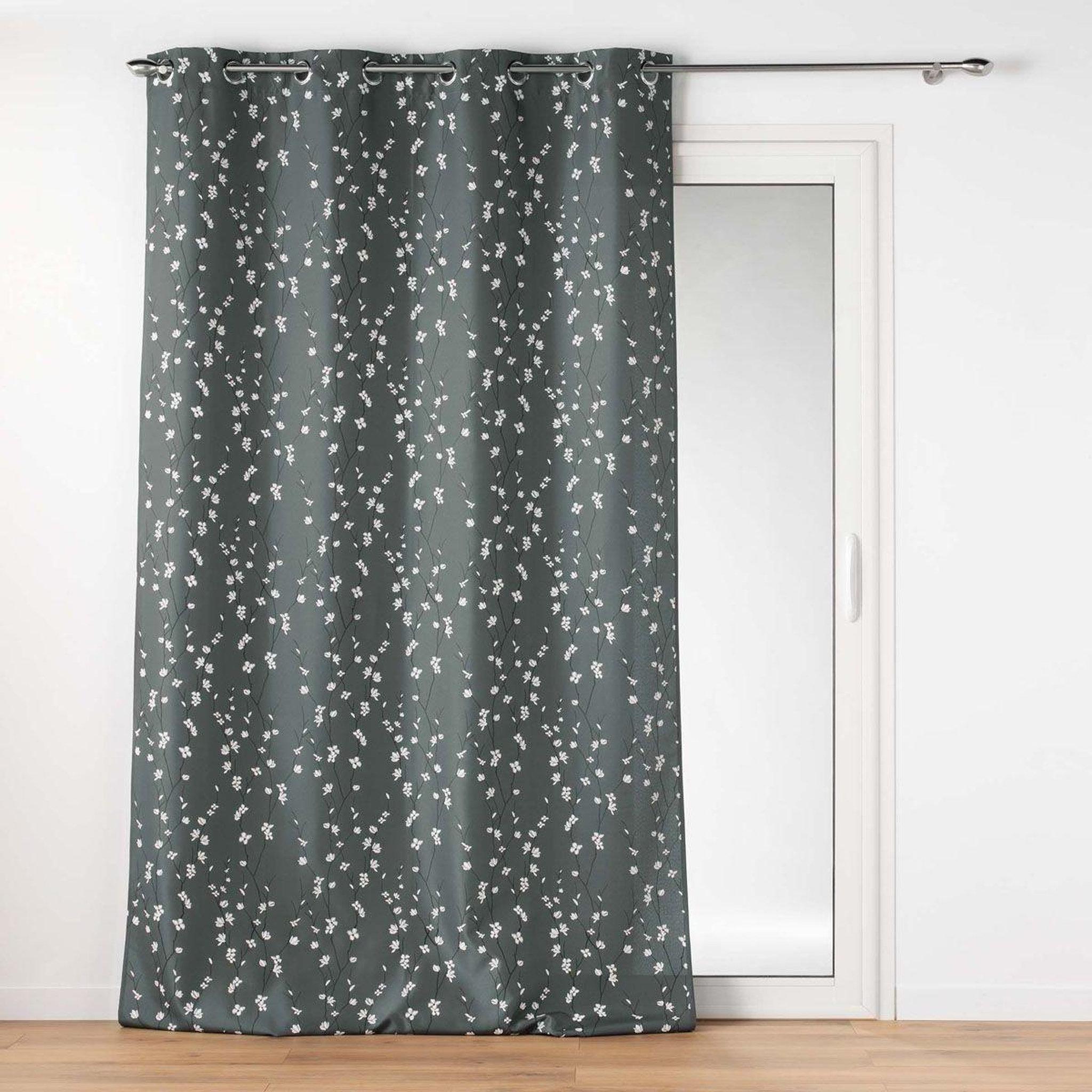 Douceur d'Intérieur Rideau à œillets imprimé  sakura  140x260cm anthracite