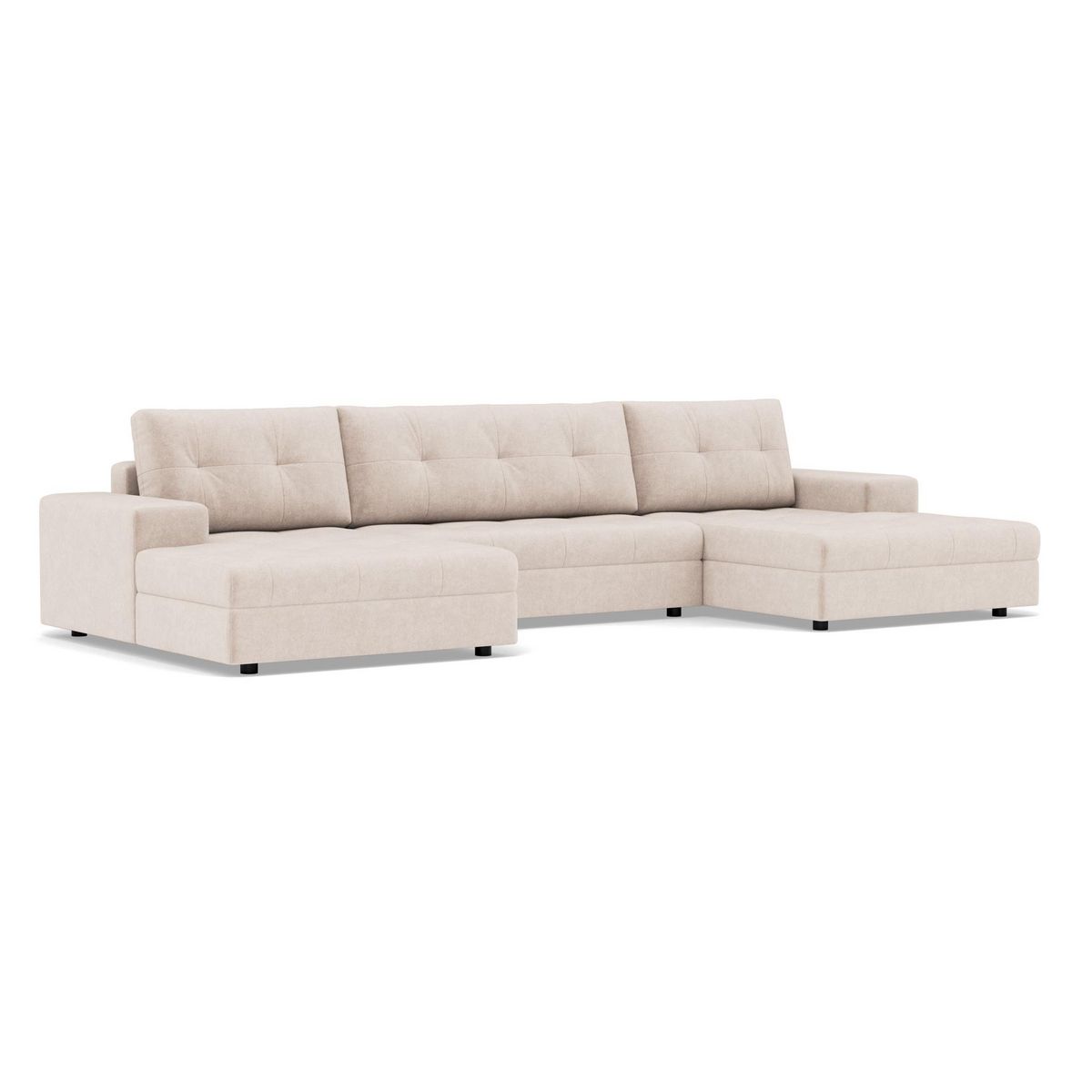 BEST MOBILIER Bastian - canapé panoramique en u 7 places convertible avec coffre en velours texturé