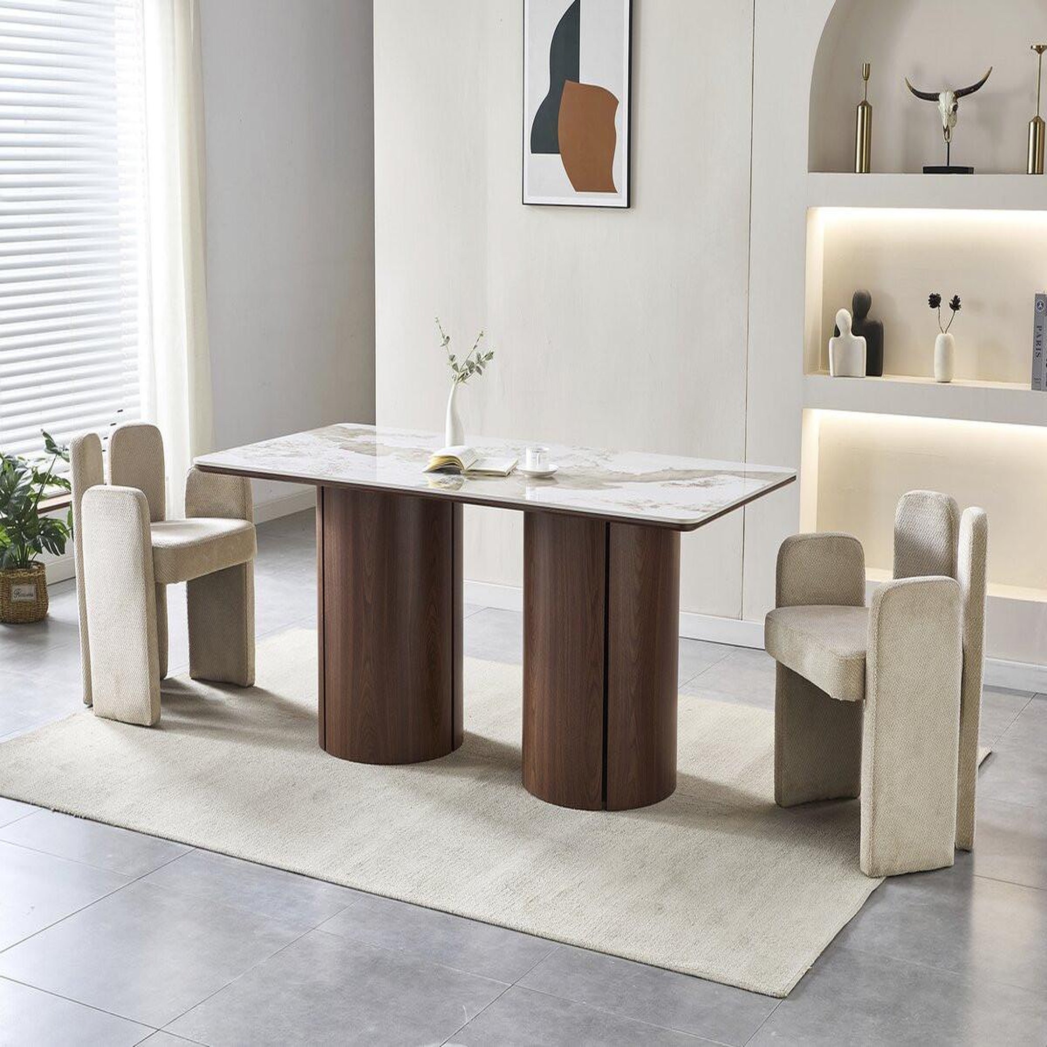 Voir la diapositive 2 : Habitat et Jardin Table à manger rectangulaire en céramique pendora  milano  - 6 places - marron