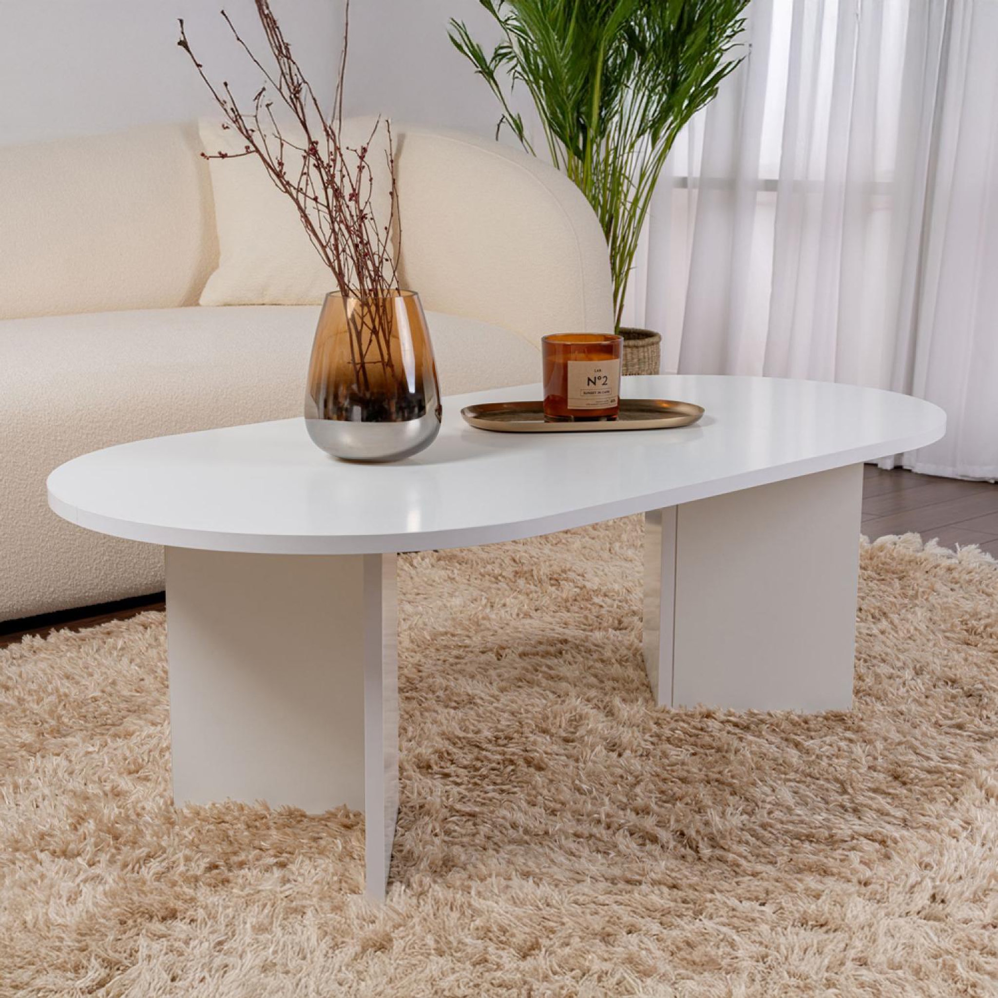 Voir la diapositive 5 : CONCEPT USINE Table basse ovale blanche 119x60cm azos