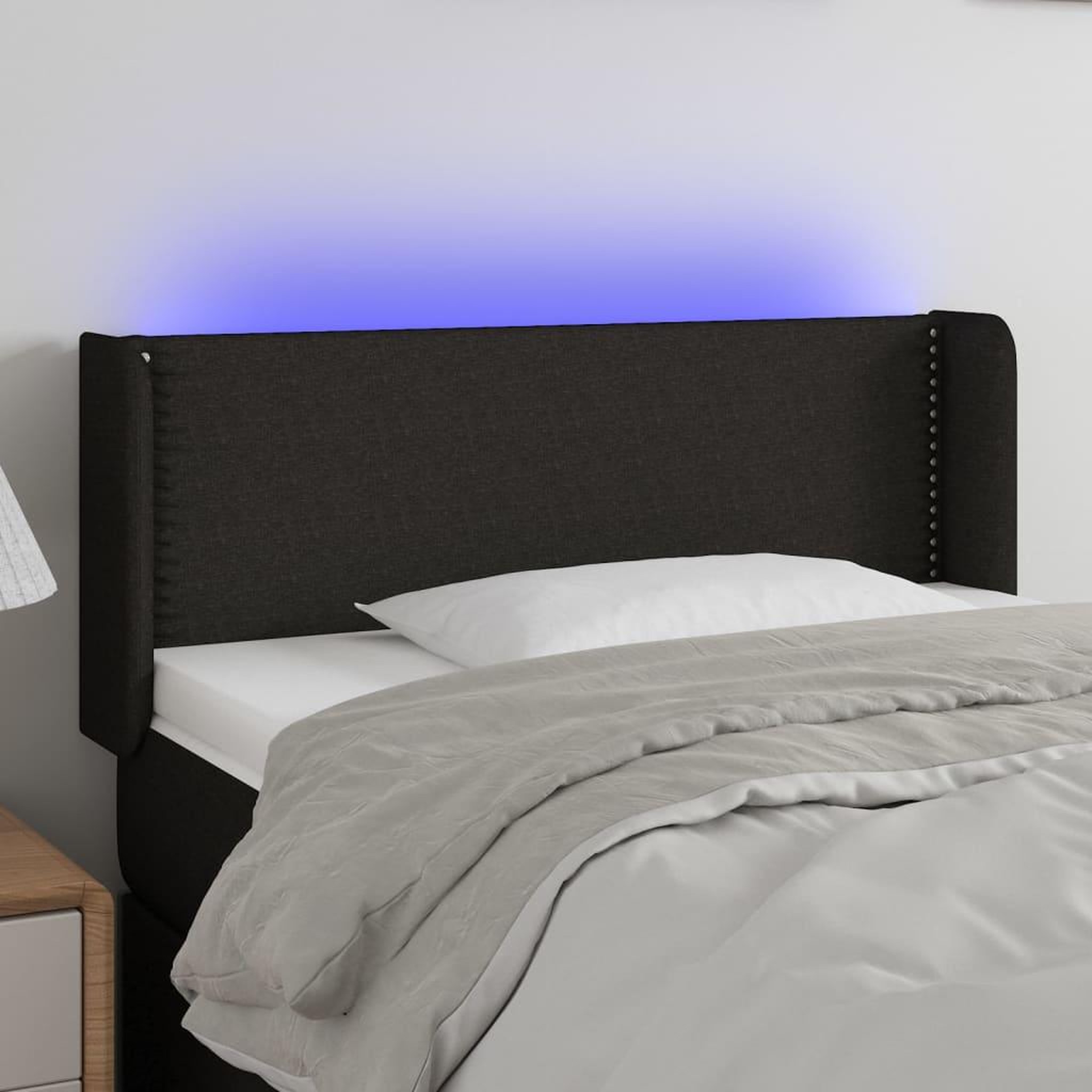 Voir la diapositive 1 : VIDAXL Tete de lit a LED Noir 83x16x78/88 cm Tissu