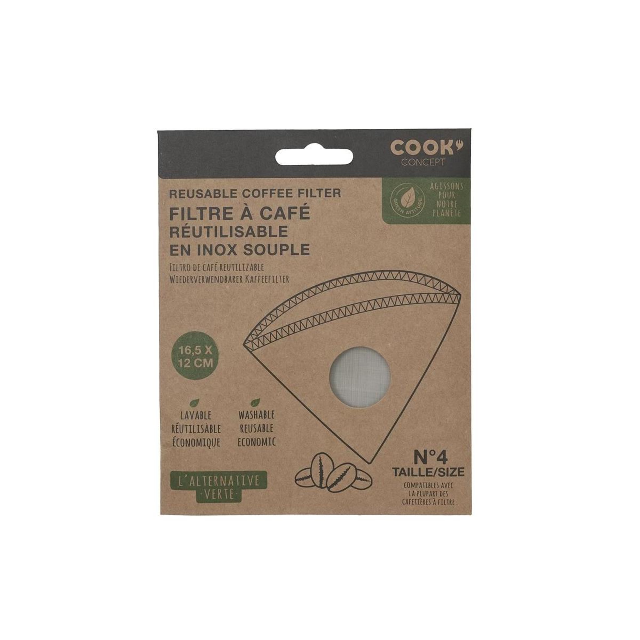 Voir la diapositive 3 : COOK CONCEPT Filtre à café  réutilisable  16cm gris