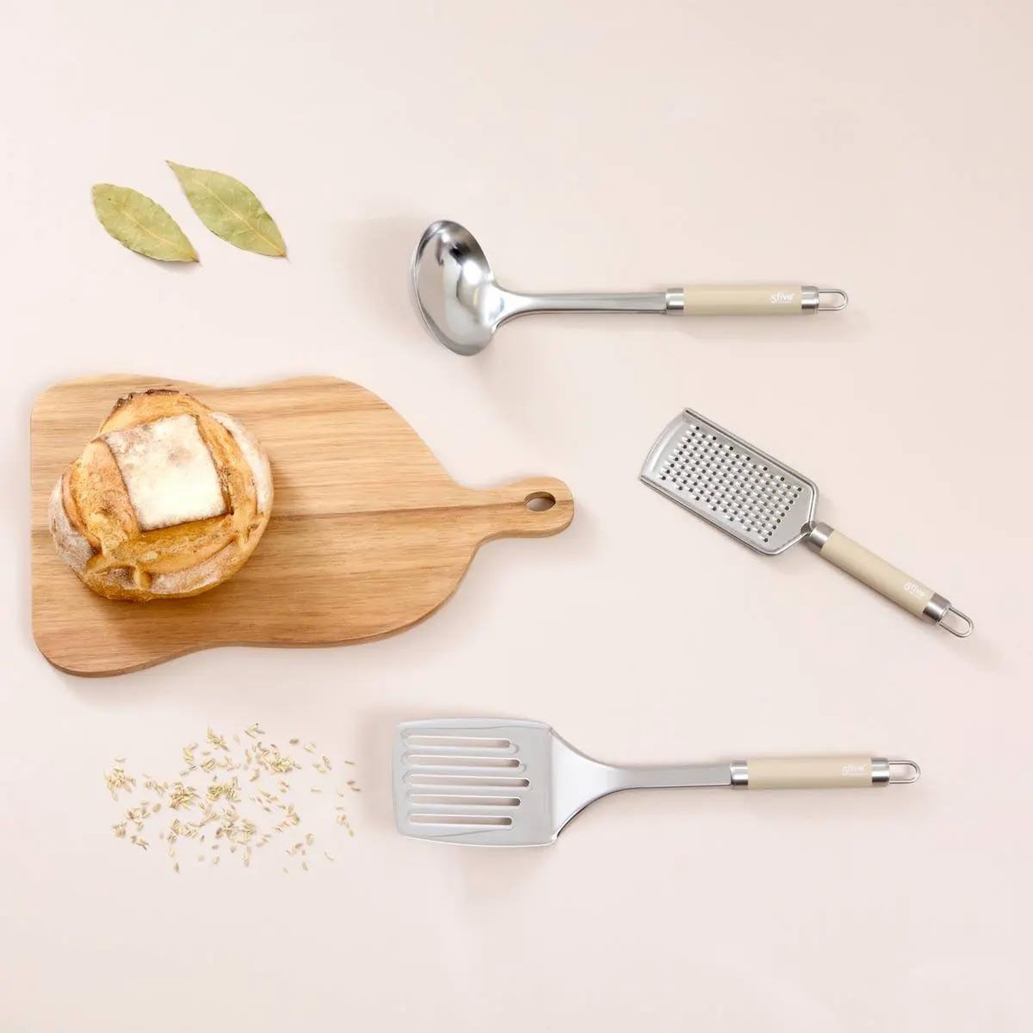 Voir la diapositive 4 : FIVE Louche en inox  solstice  29cm beige