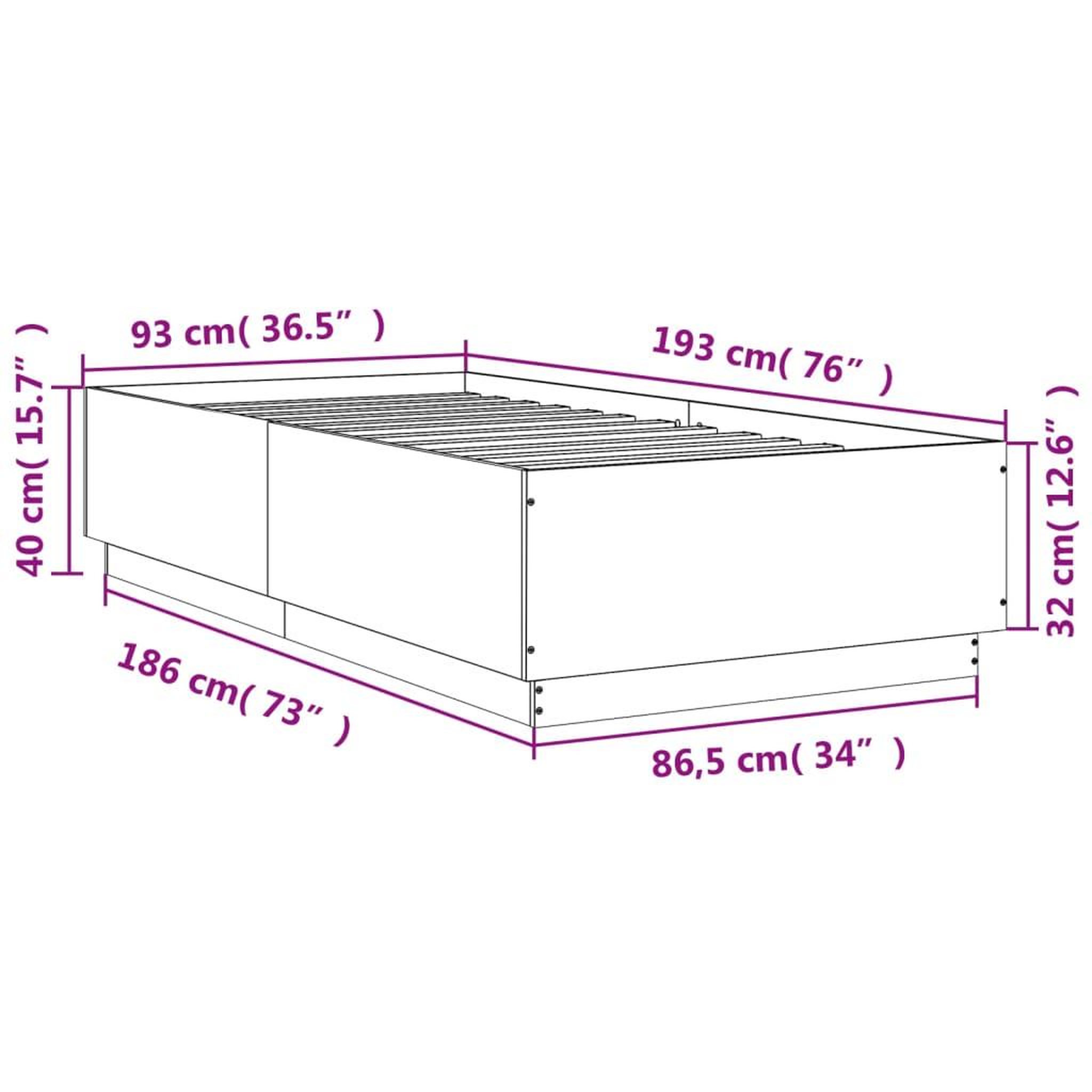 Voir la diapositive 6 : VIDAXL Cadre de lit sans matelas chene sonoma 90x190 cm