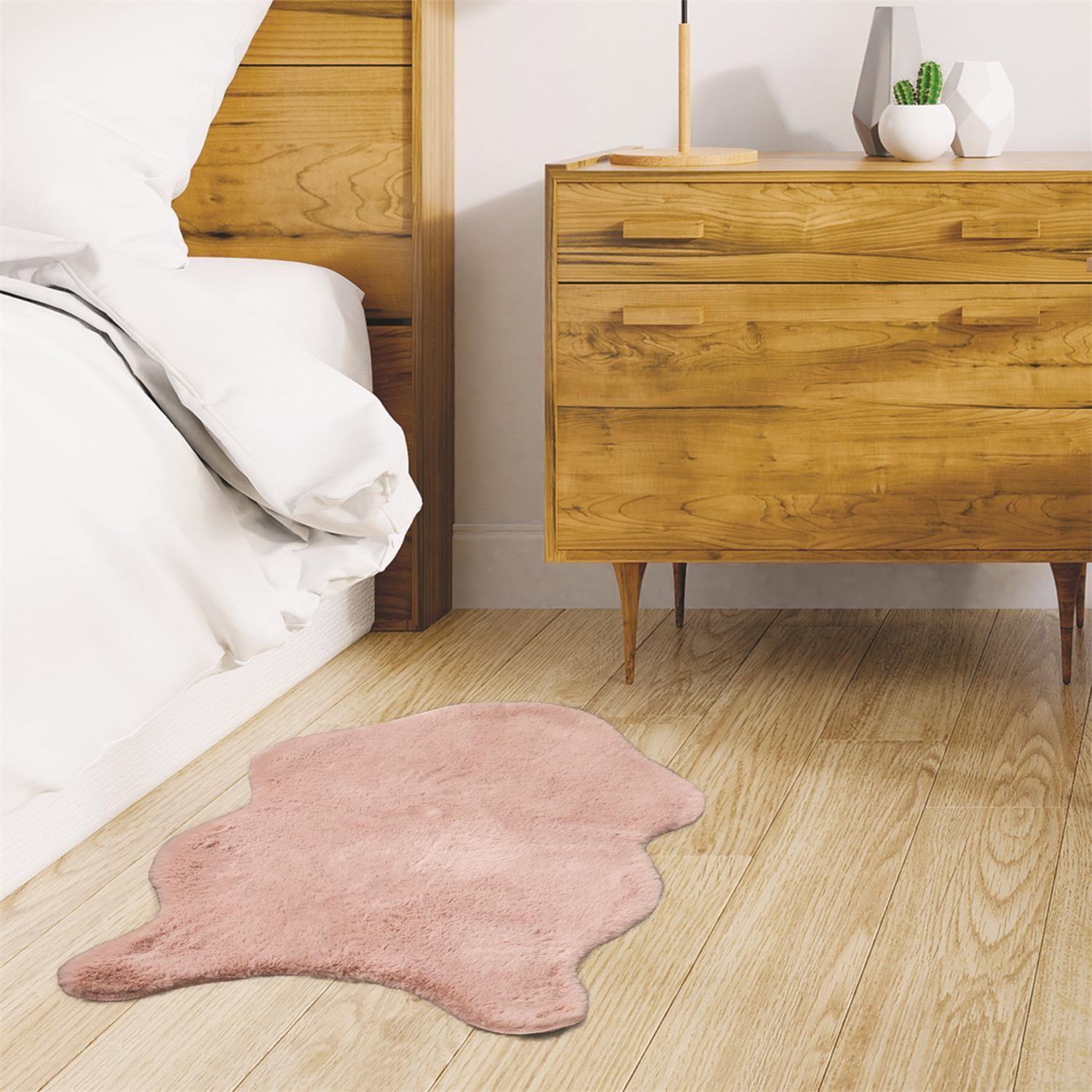 Voir la diapositive 2 : The Home Deco Factory Tapis imitation fourrure poils fins - 60 x 90 cm - rose