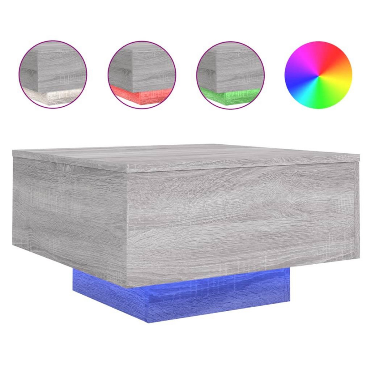 VIDAXL Table basse avec lumieres LED sonoma gris 55x55x31 cm