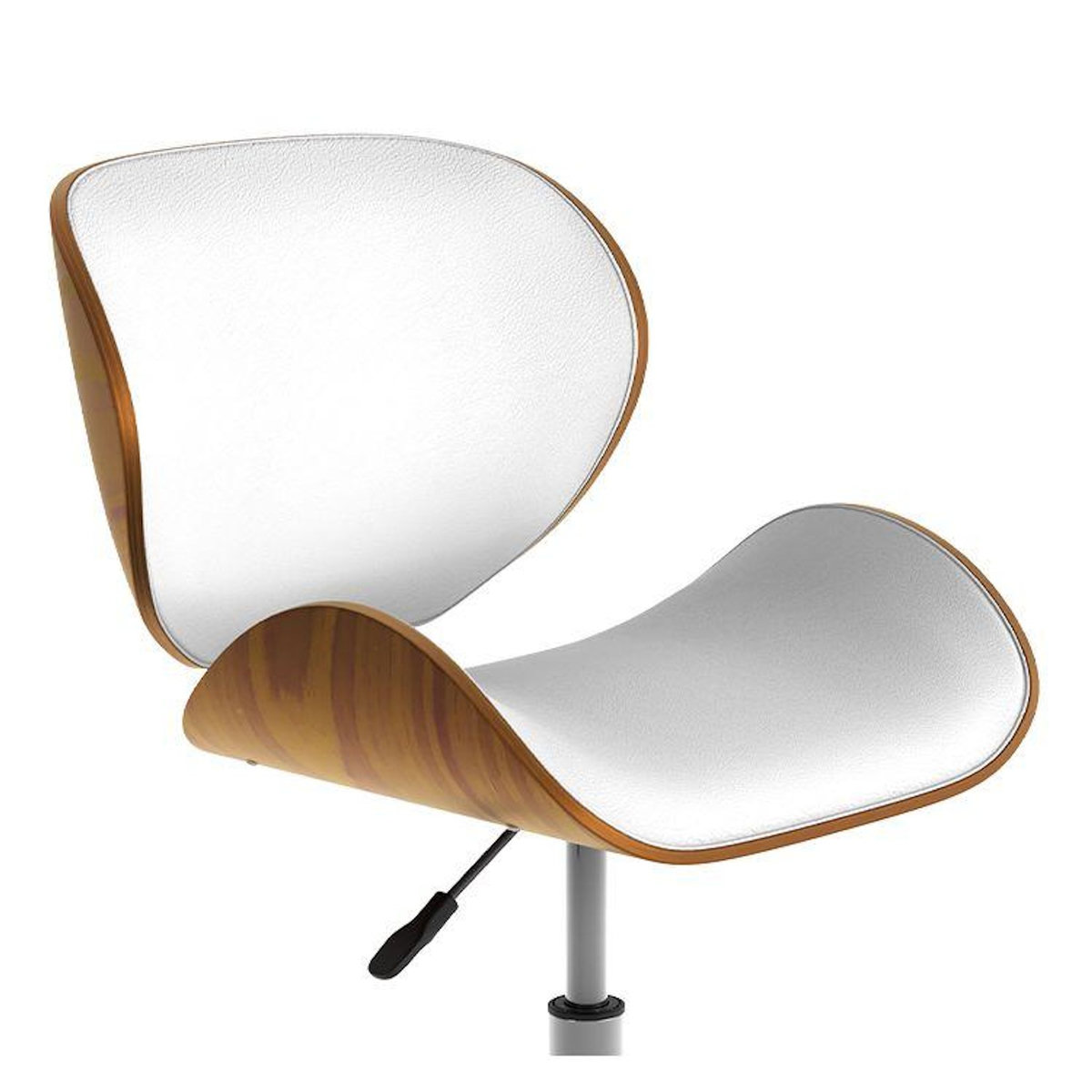 Rendez vous déco Chaise de bureau pivotante en cuir synthétique blanc 79-91cm-Baudoin