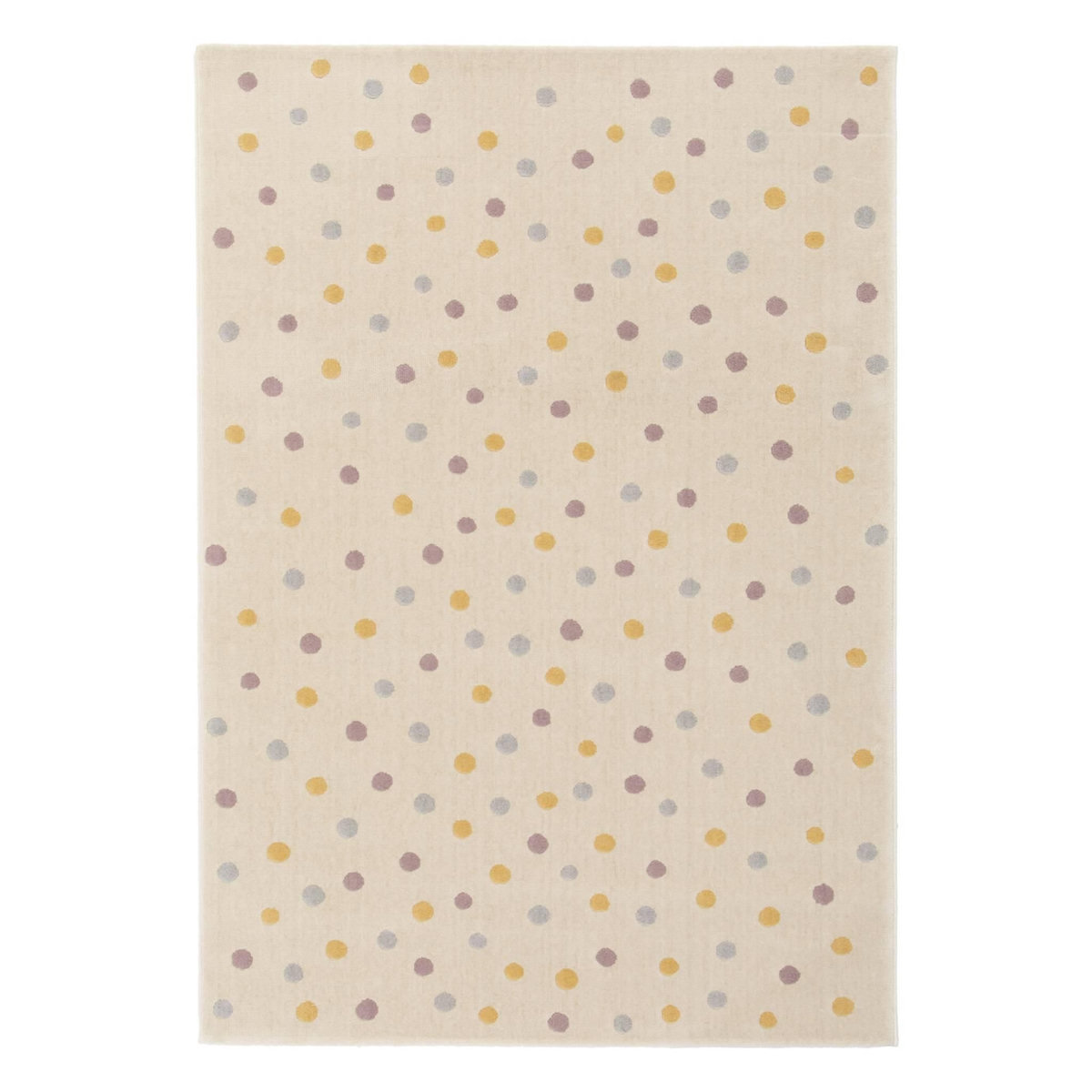 SWEEEK Tapis enfant à pois. crème. bleu. jaune et violet. poils ras
