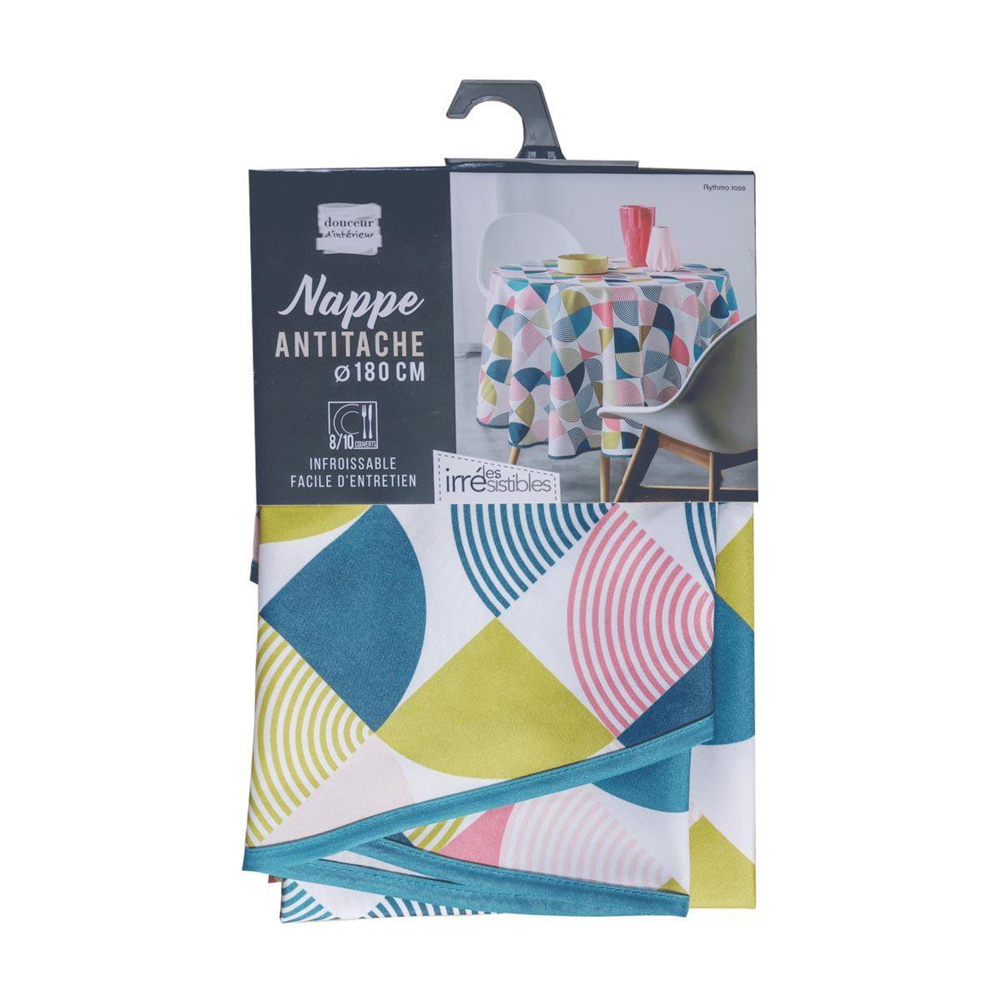 Voir la diapositive 3 : Douceur d'Intérieur Nappe ronde antitache  rythmo  180cm multicolore