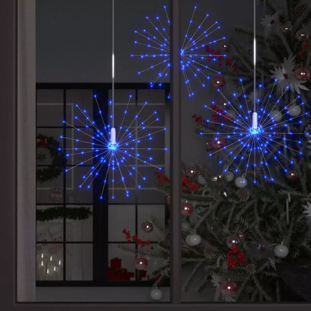 VIDAXL Feux d'artifice de Noël d'exterieur 10 pcs Bleu 20 cm 1400 LED