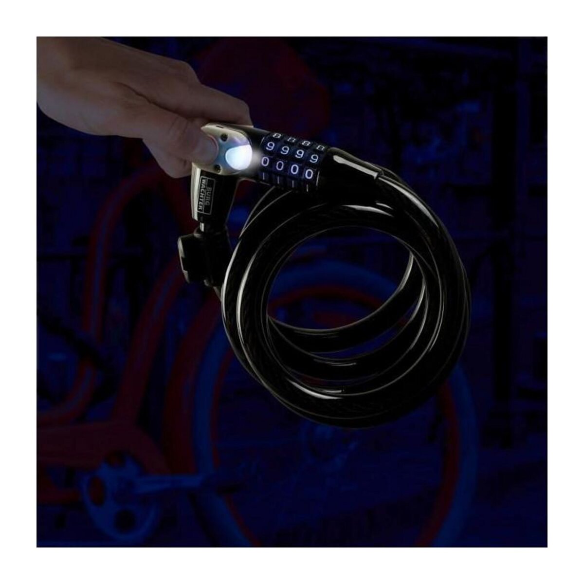 BURG WACHTER Antivol vélo - BURG WACHTER - 230 180 L - Code, 180 cm, acier 12 mm, LED
