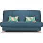Voir la diapositive 1 : MARKET24 COMFORT BULTEX Banquette clic - Tissu bleu + Coussins déco jungle - L193 x P95 x H101- MONA