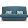 Voir la diapositive 1 : MARKET24 COMFORT BULTEX Banquette clic - Tissu bleu + Coussins déco jungle - L193 x P95 x H101- MONA