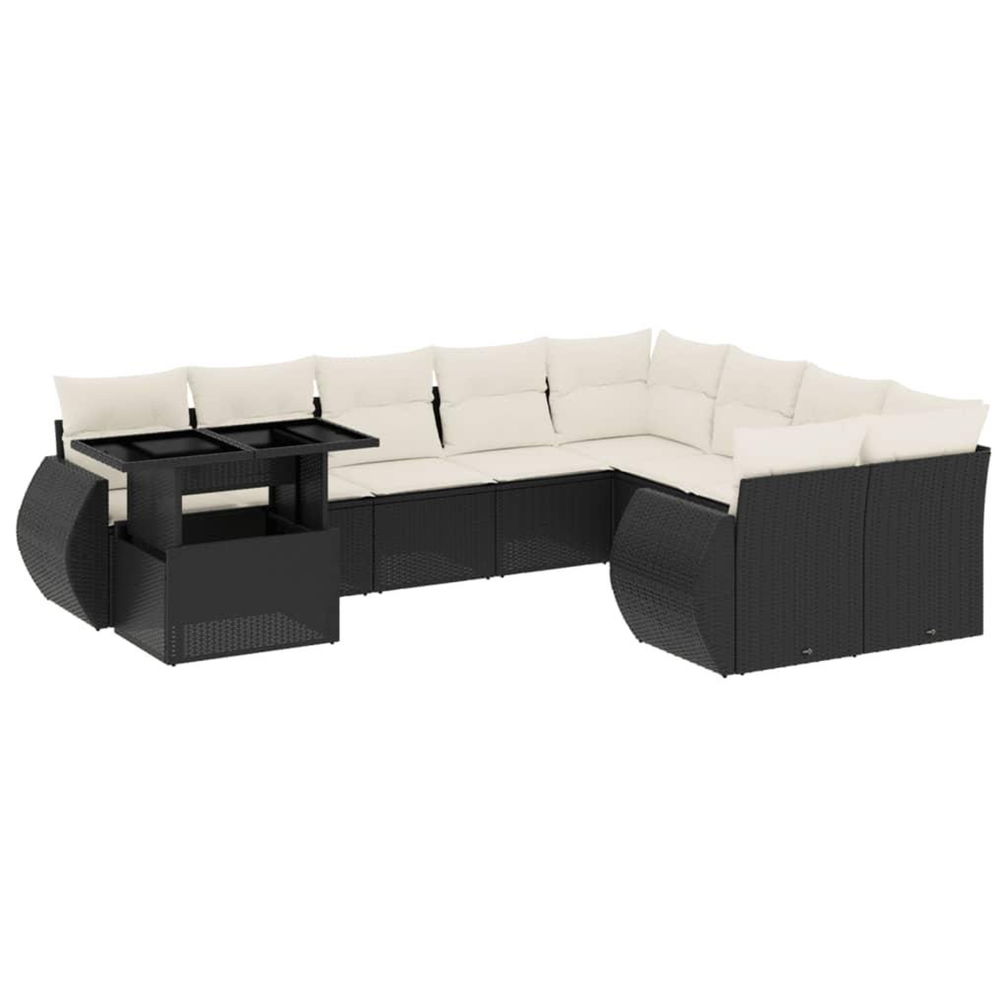 Voir la diapositive 2 : VIDAXL Salon de jardin 10 pcs avec coussins noir resine tressee