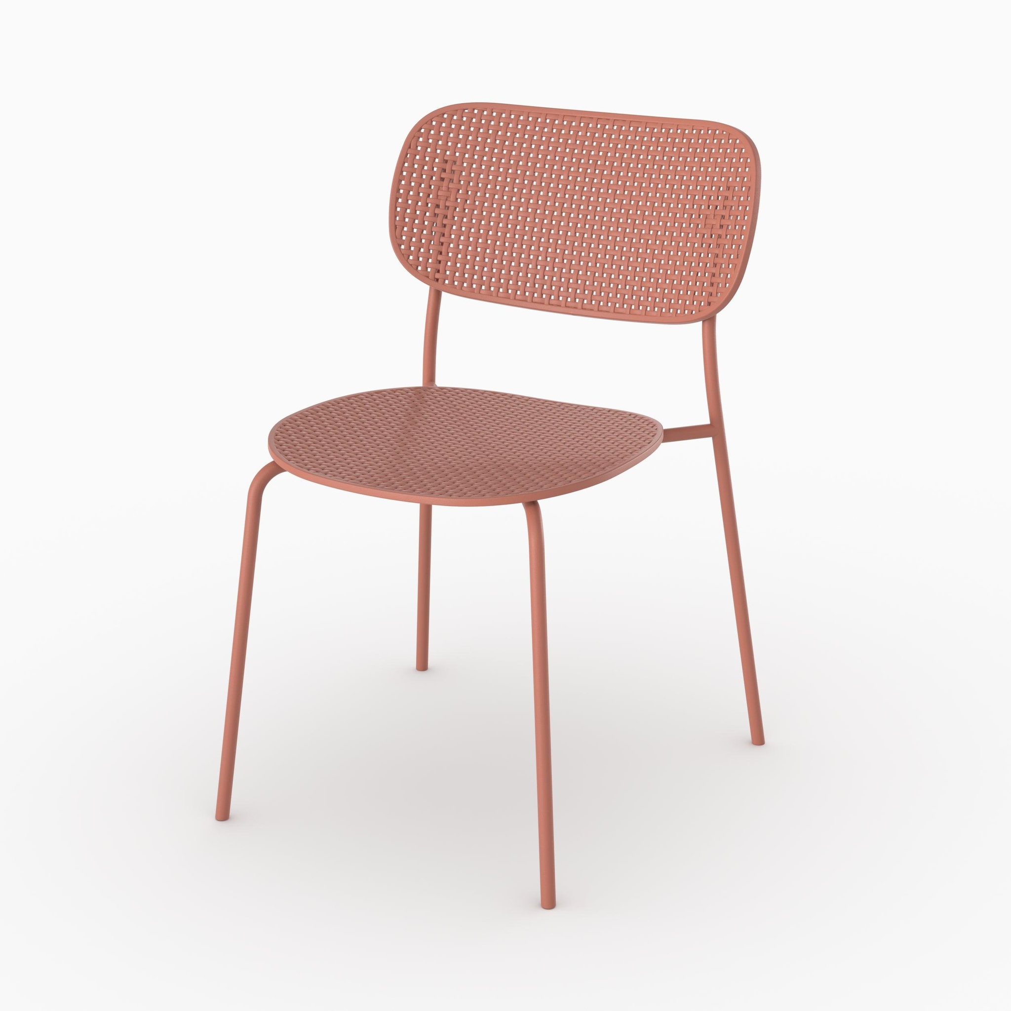 Voir la diapositive 5 : MAISON PAVANE Lot de 2 chaises de jardin empilables en plastique vieux rose-géa