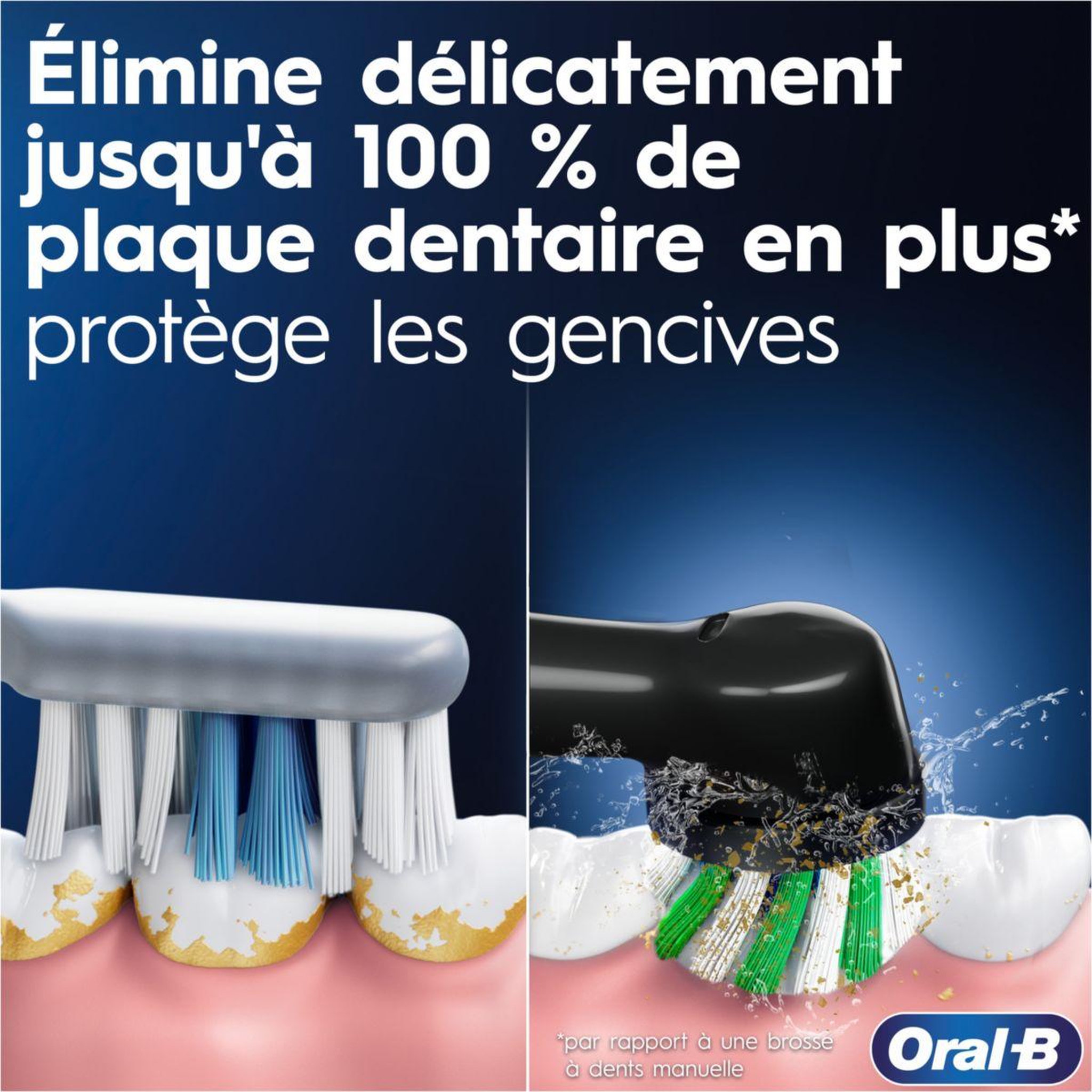 Voir la diapositive 2 : ORAL B Brosse à dents électrique pro 1 bleue cross action + 1 brossette