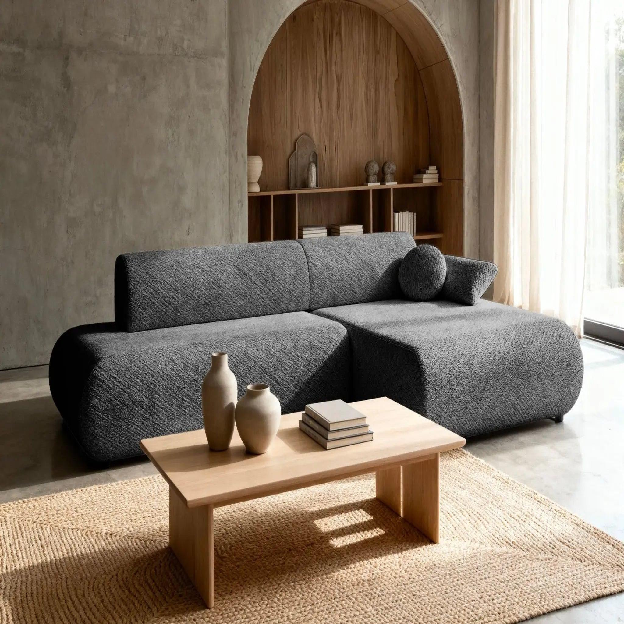 Voir la diapositive 5 : CASANOVA PARIS Levi - canapé d'angle convertible tissu lisse