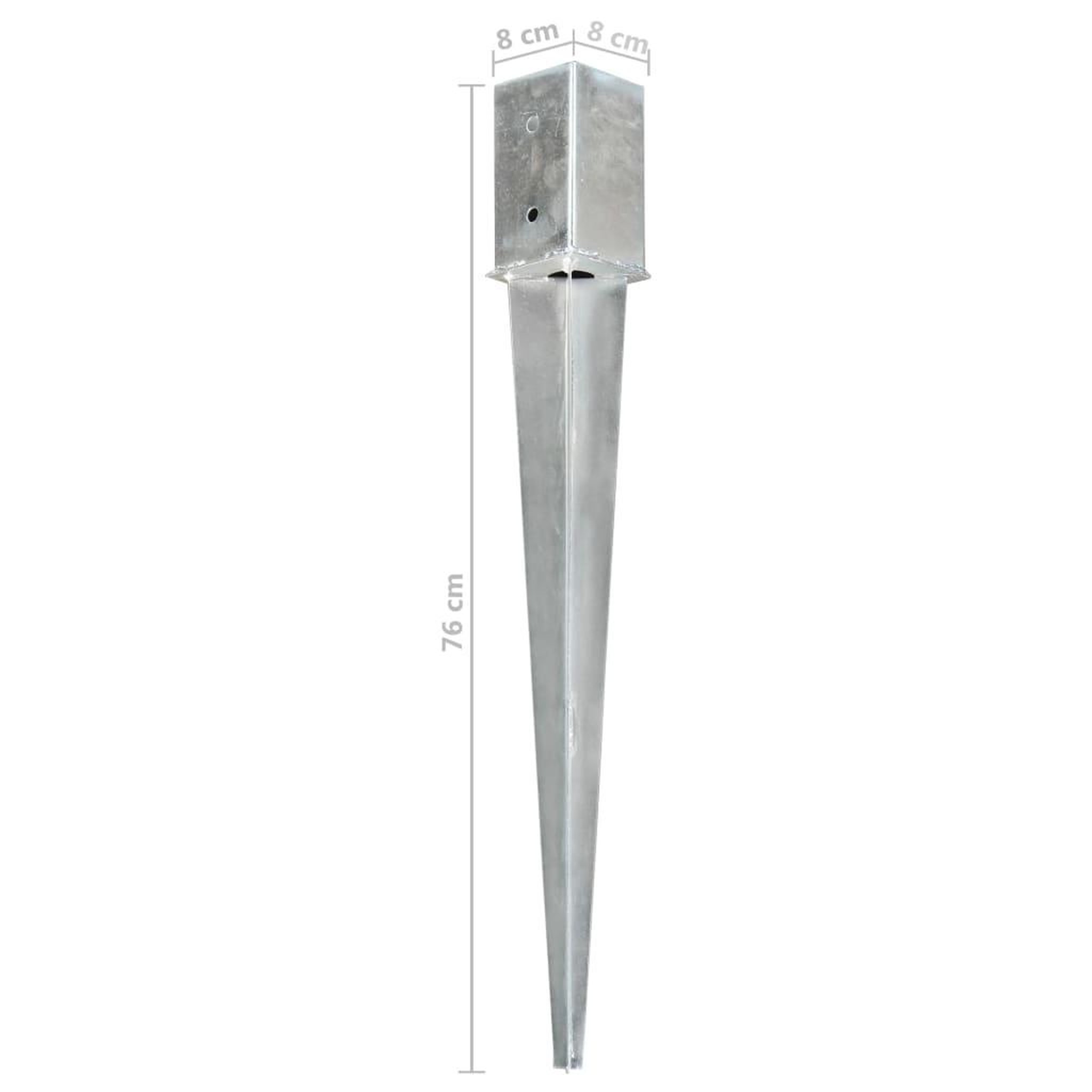 Voir la diapositive 6 : VIDAXL Piquets au sol 2 pcs Argente 8x8x76 cm Acier galvanise