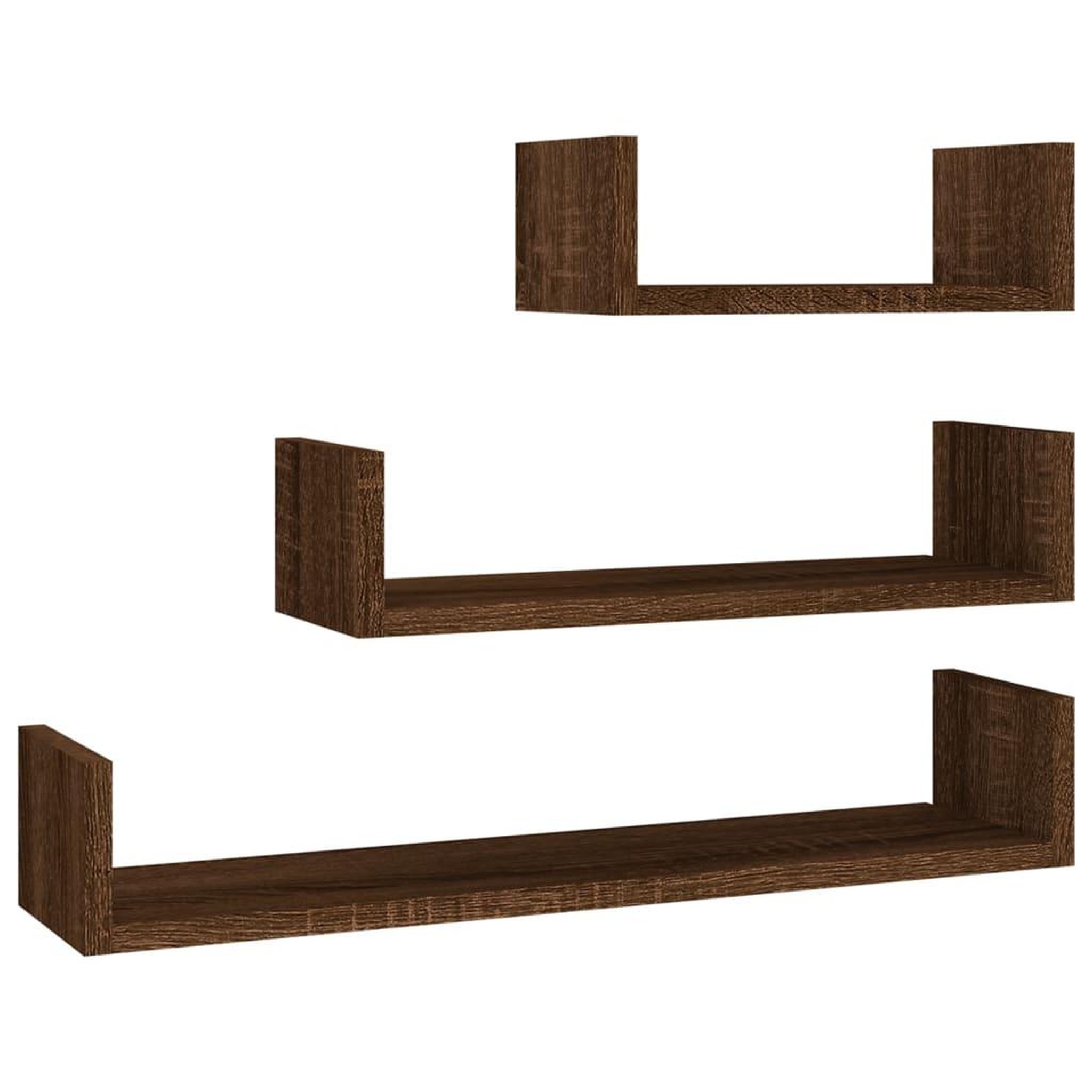 Voir la diapositive 2 : VIDAXL Etageres murales d'affichage 3 pcs Chene marron Bois ingenierie