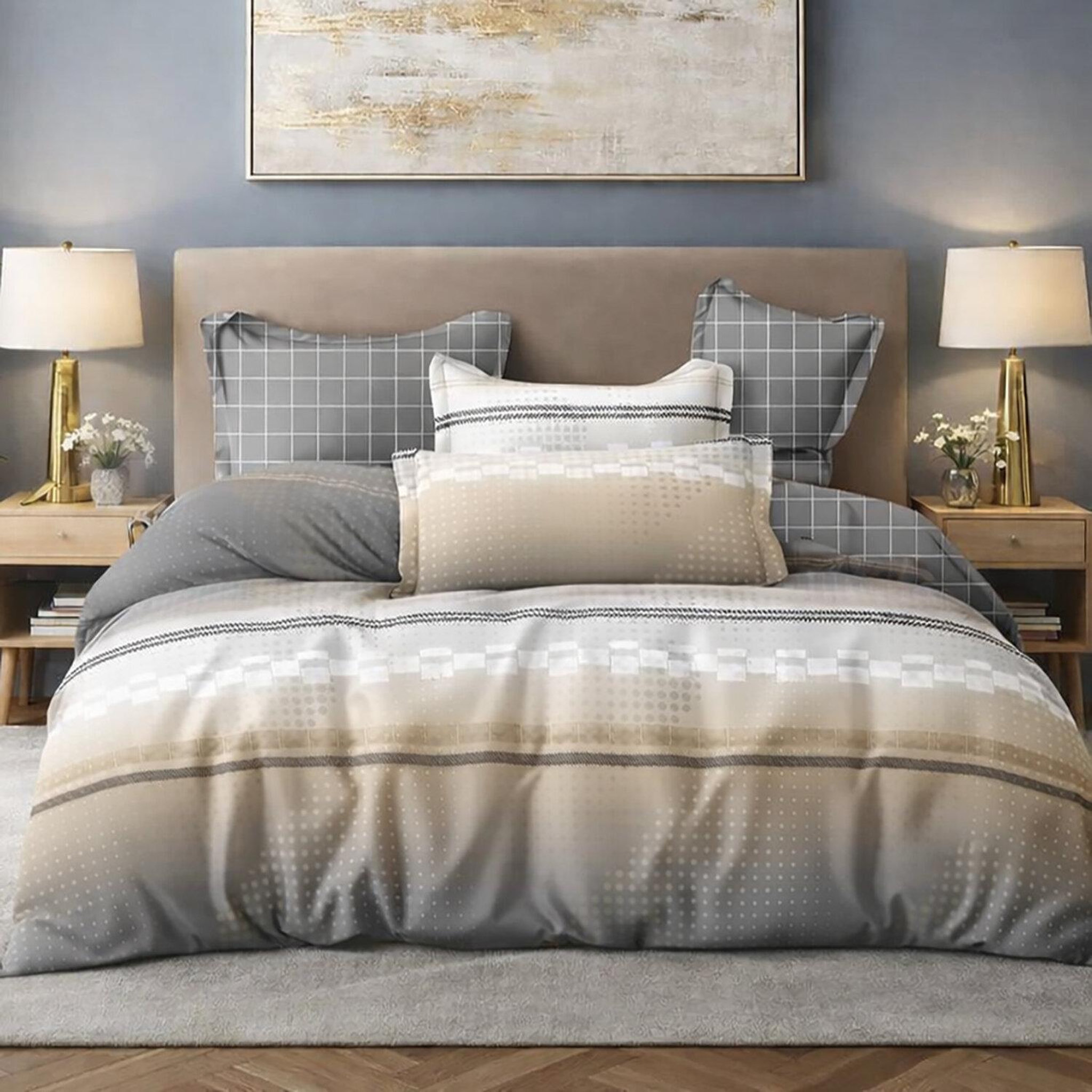 Voir la diapositive 1 : Home collection Parure housse de couette en coton 57 fils Strate