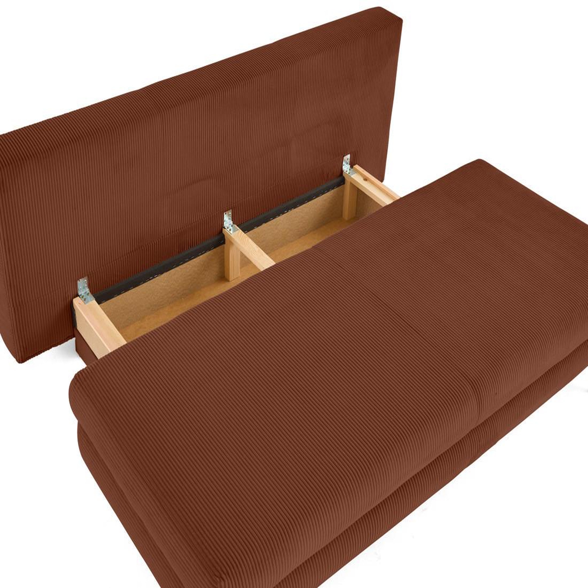 Voir la diapositive 3 : BEST MOBILIER Elton - canapé 3 places convertible avec coffre en velours côtelé