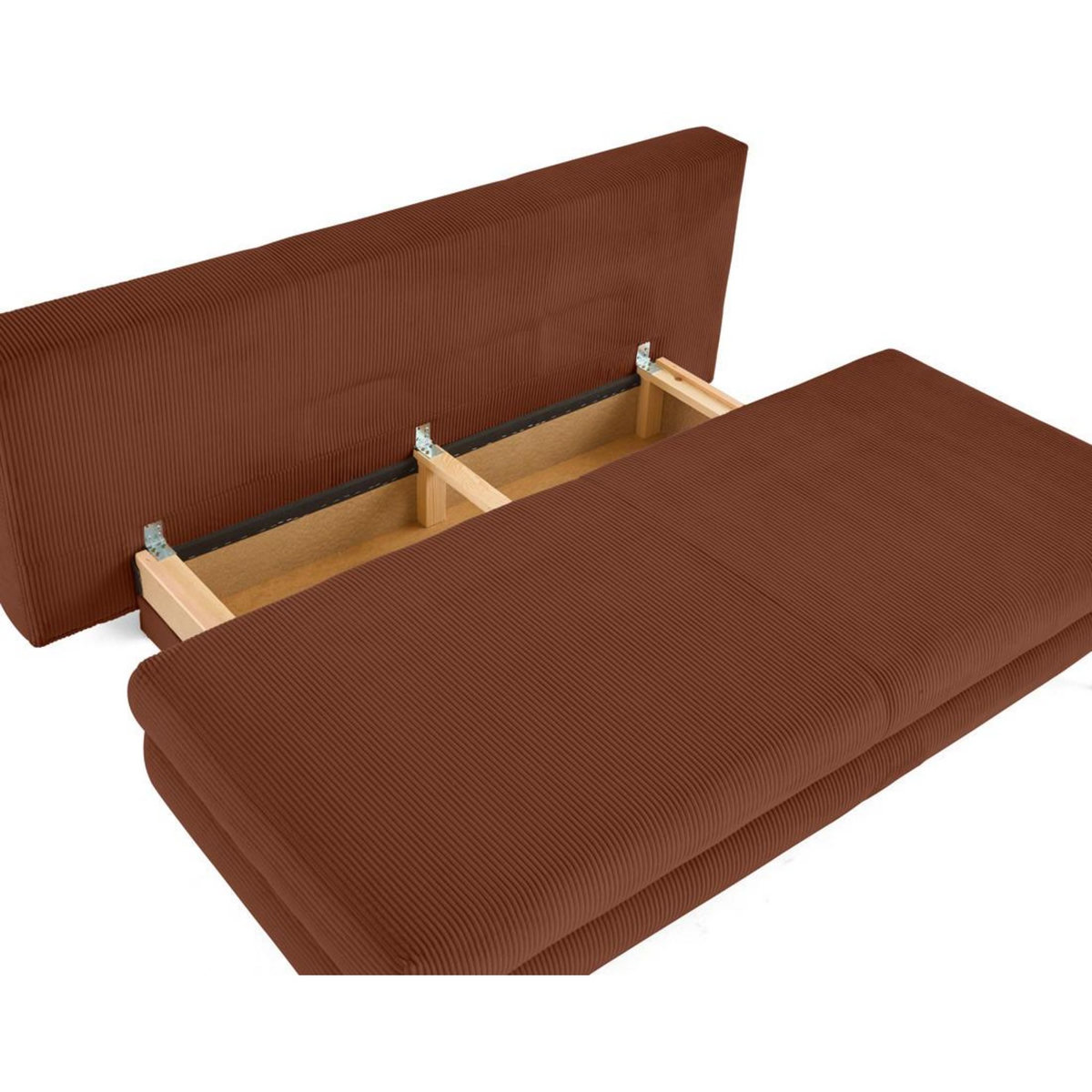 BEST MOBILIER Elton - canapé 3 places convertible avec coffre en velours côtelé