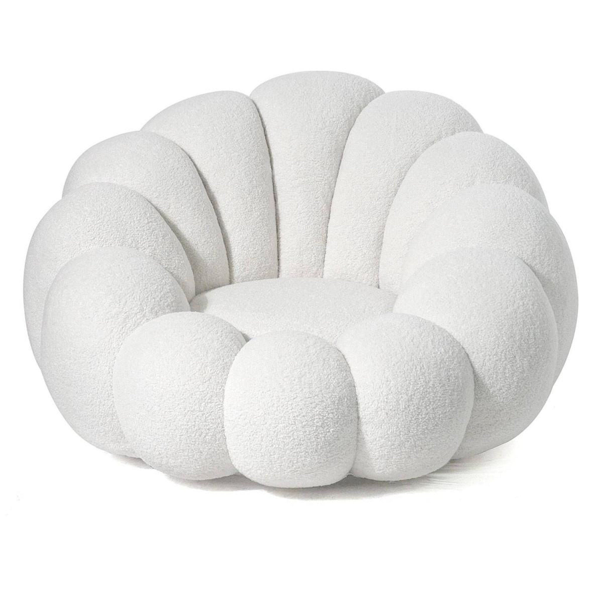 Paris Prix Fauteuil design coquillage  bouclette  98cm blanc