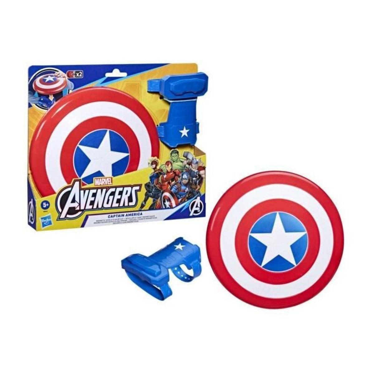 HASBRO Captain America Bouclier et gant magnétiques, Marvel Avengers, déguisement de super-héros, des 5 ans