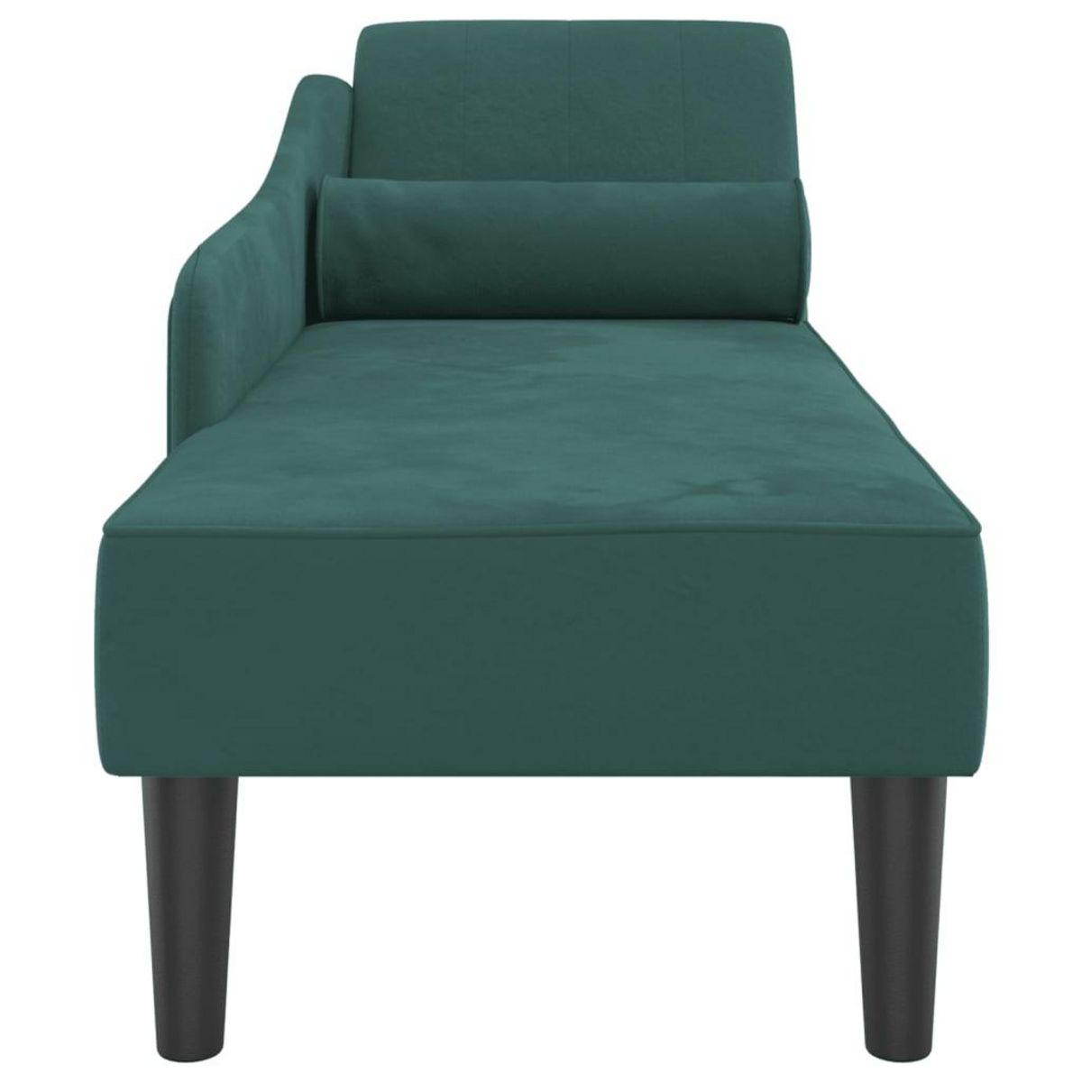 VIDAXL Chaise longue avec coussins vert fonce velours